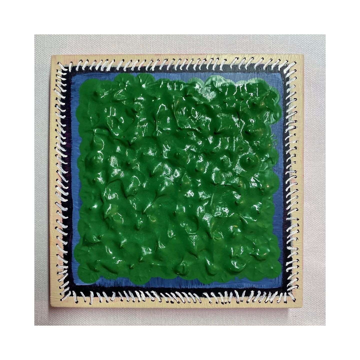 
"Triad Unraveled No.1" 2021 Mixed Media, Acrylic, Fabric, Hand Embroidery, 6inx6in