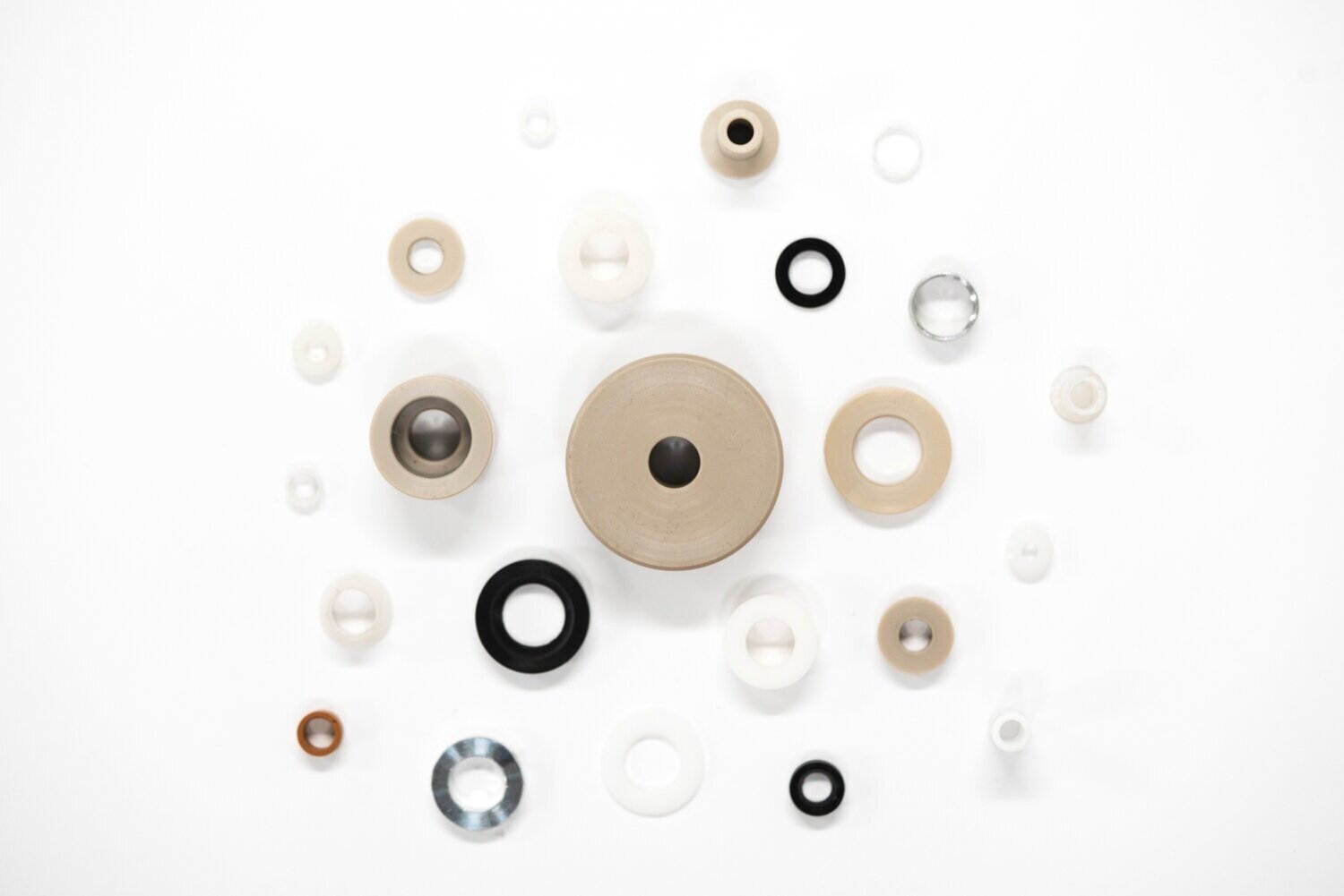 Commonly machined plastic components