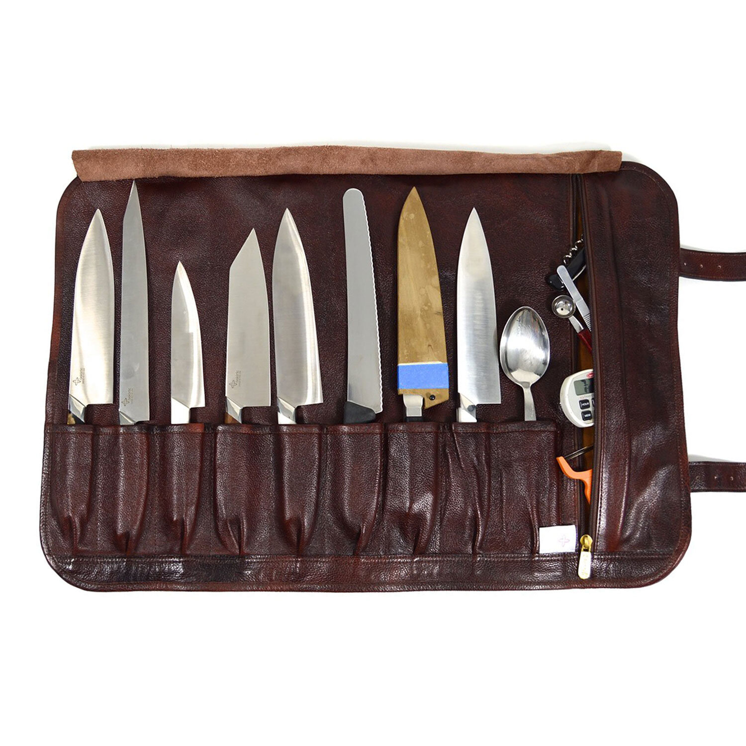 Black Leather Knife Roll for Chefs | Valentich Goods