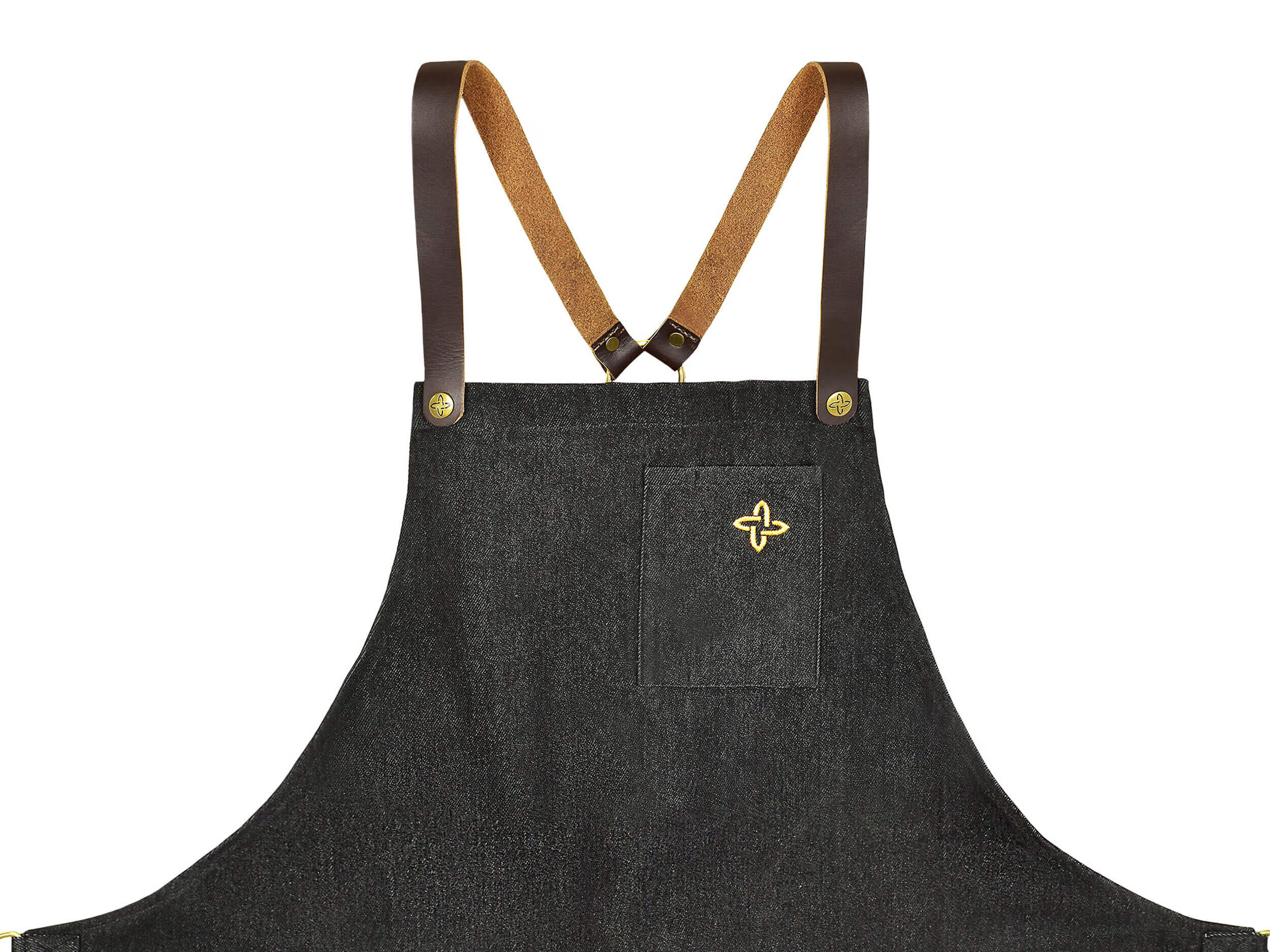 Denim bib apron leather strap barista bartender barbecue chef work uniform  | eBay