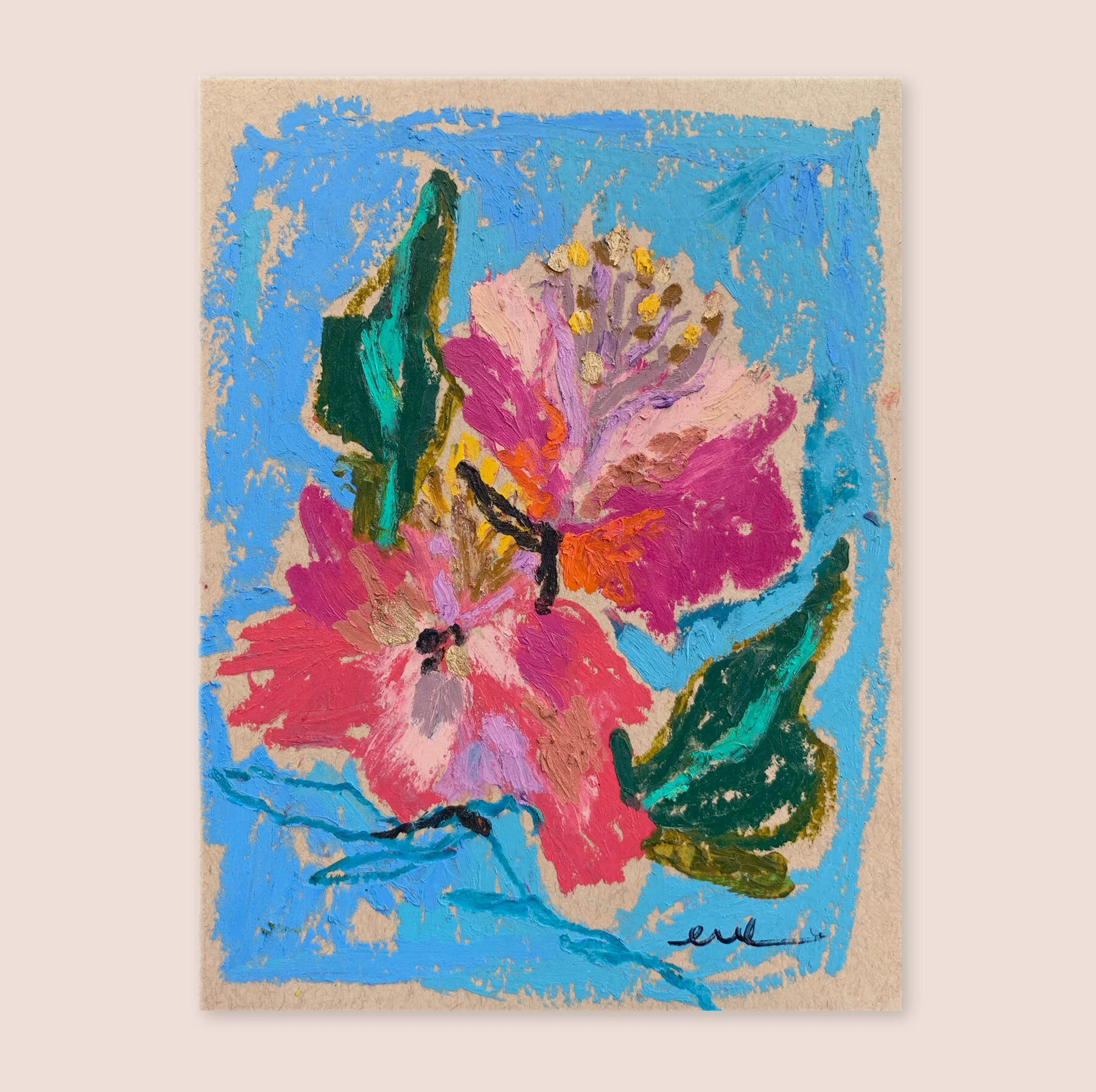 Rosebud-Studios - Share The Beauty Collection No. 2 - Oil Pastel and Mixed Media on recycled paper - floral and abstract.