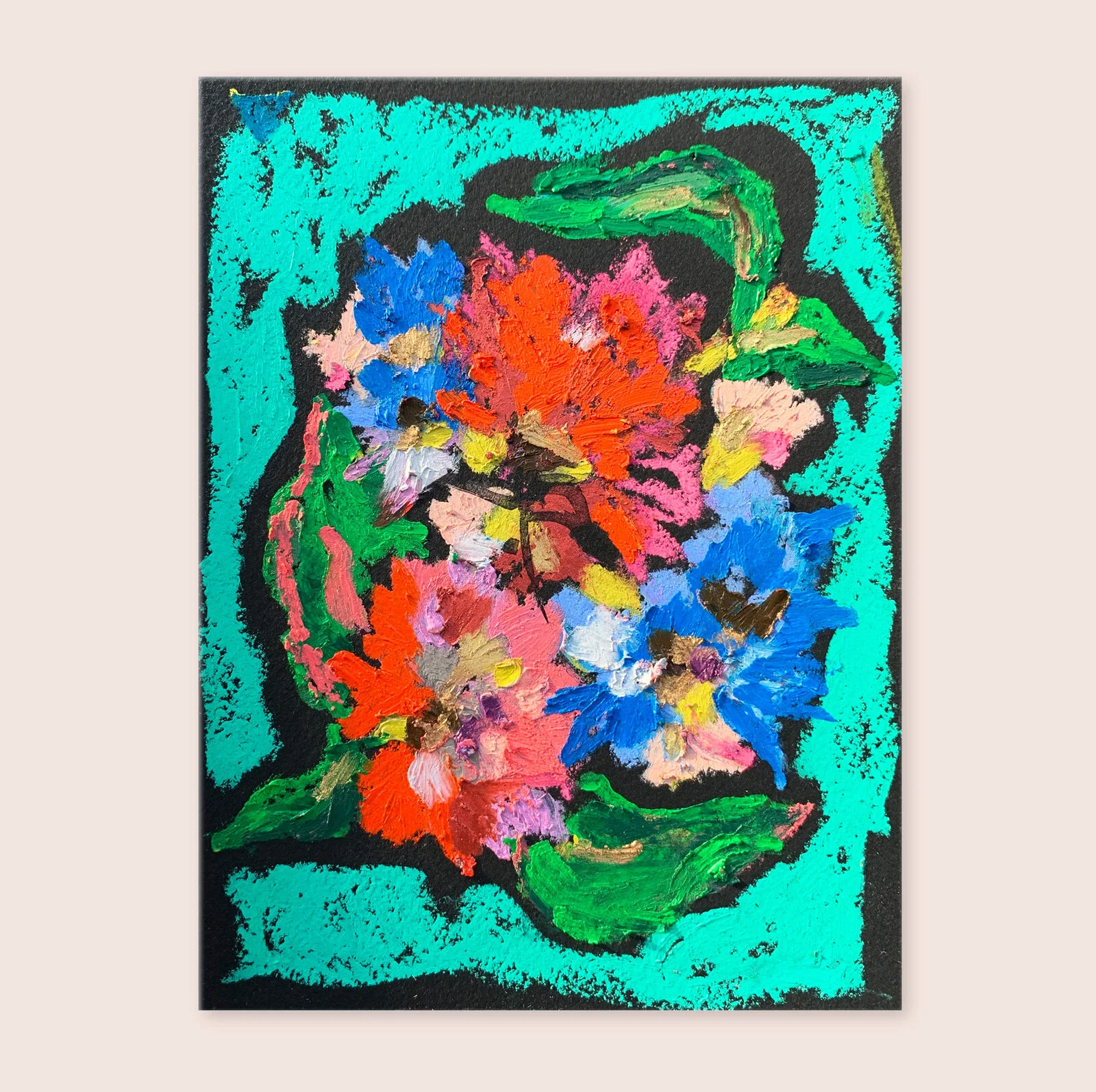 Rosebud-Studios - Share The Beauty Collection No. 2 - Oil Pastel and Mixed Media on recycled paper - floral and abstract.