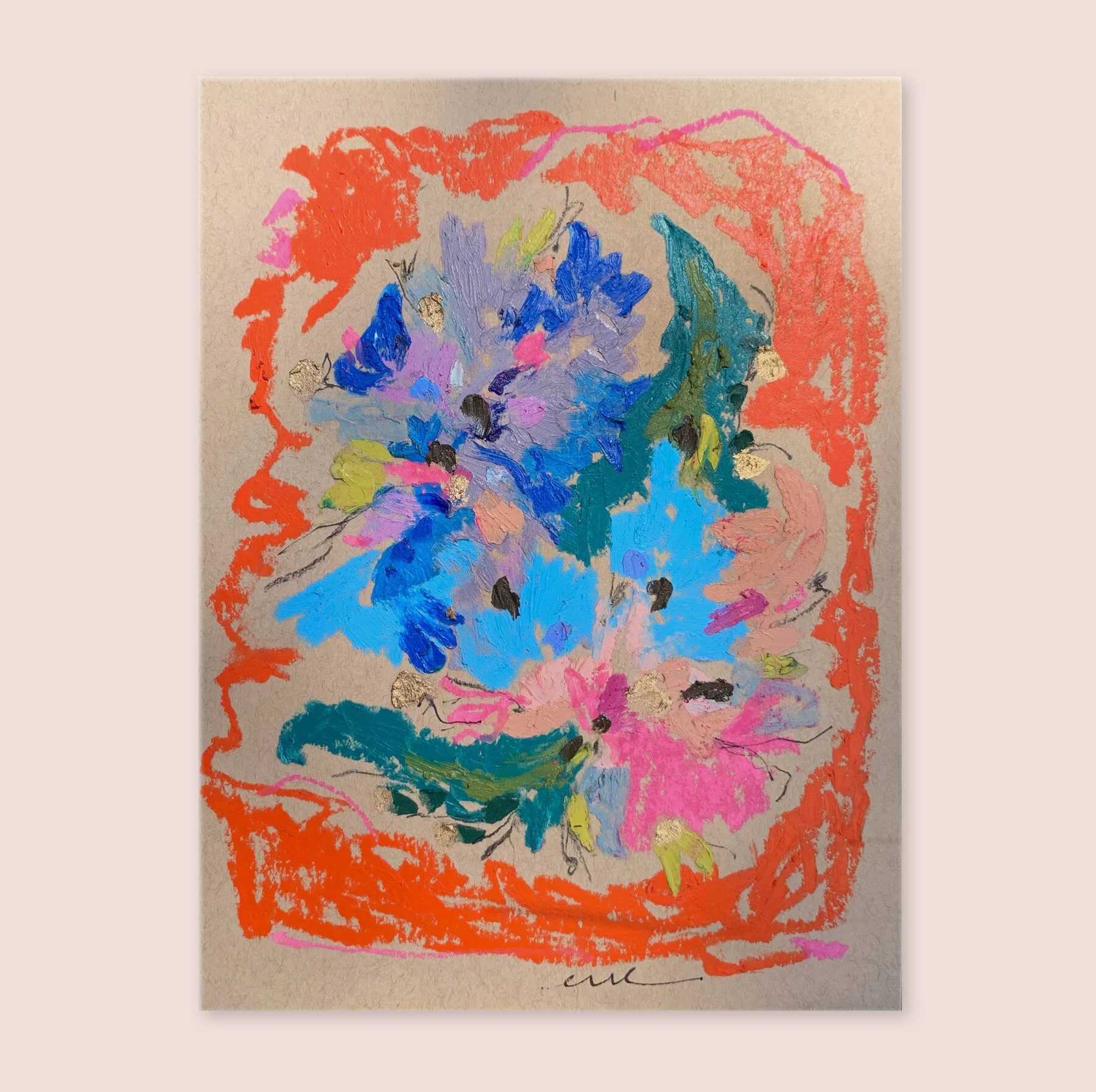 Rosebud-Studios - Share The Beauty Collection No. 2 - Oil Pastel and Mixed Media on recycled paper - floral and abstract.