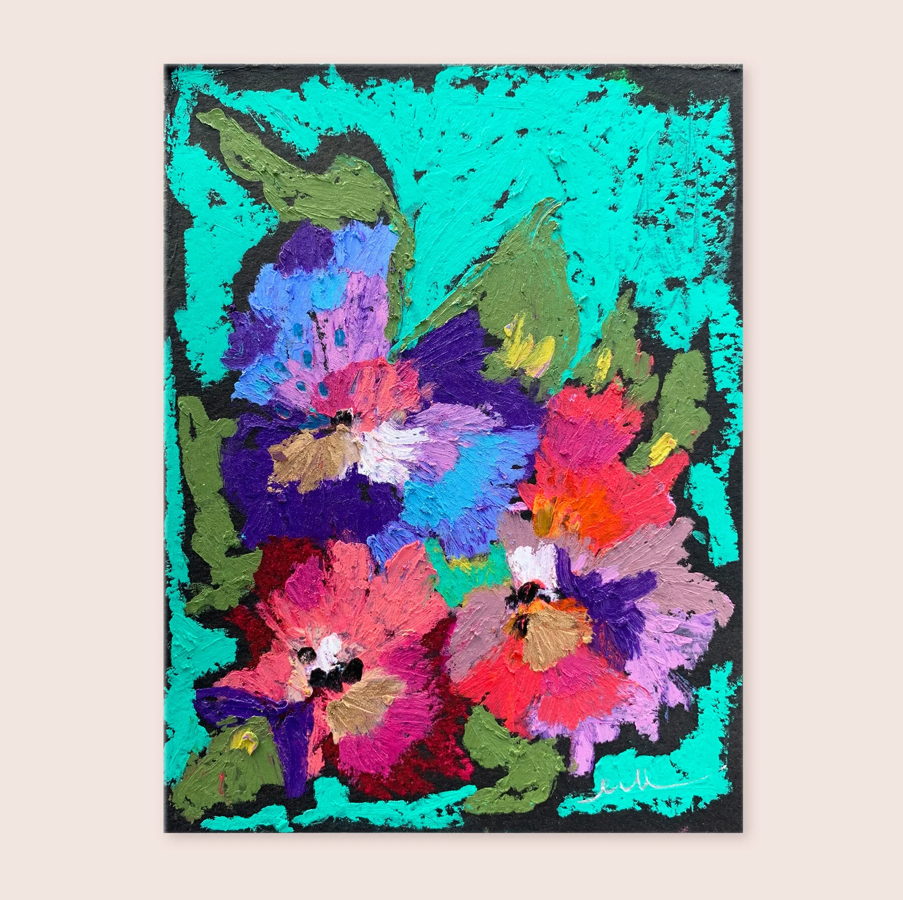 Rosebud-Studios - Share The Beauty Collection No. 2 - Oil Pastel and Mixed Media on recycled paper - floral and abstract.