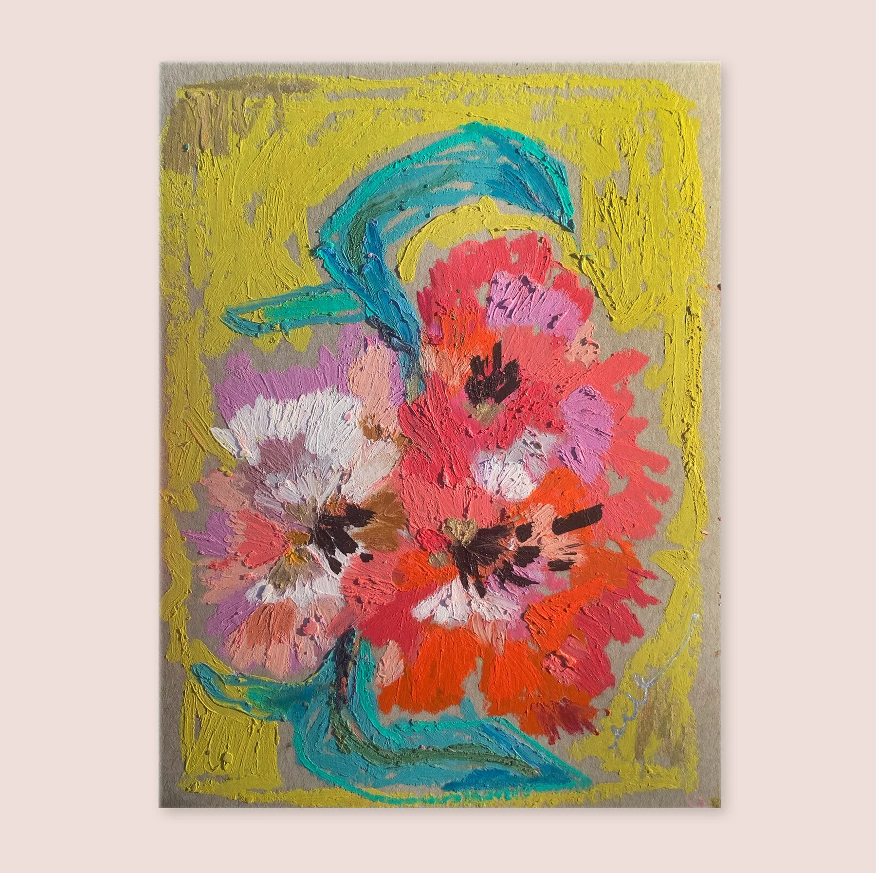 Rosebud-Studios - Share The Beauty Collection No. 2 - Oil Pastel and Mixed Media on recycled paper - floral and abstract.