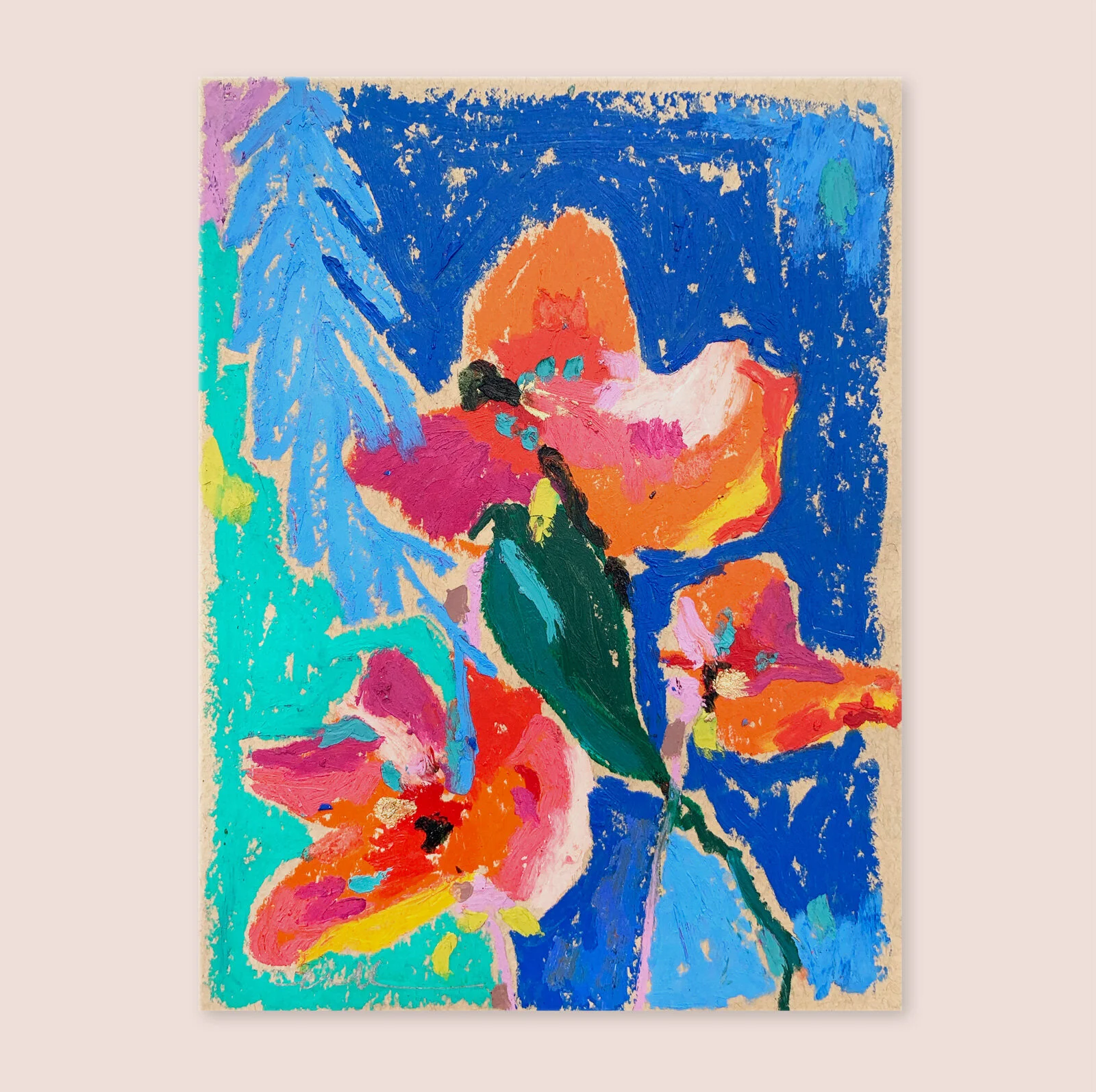 Rosebud-Studios - Share The Beauty Collection No. 2 - Oil Pastel and Mixed Media on recycled paper - floral and abstract.