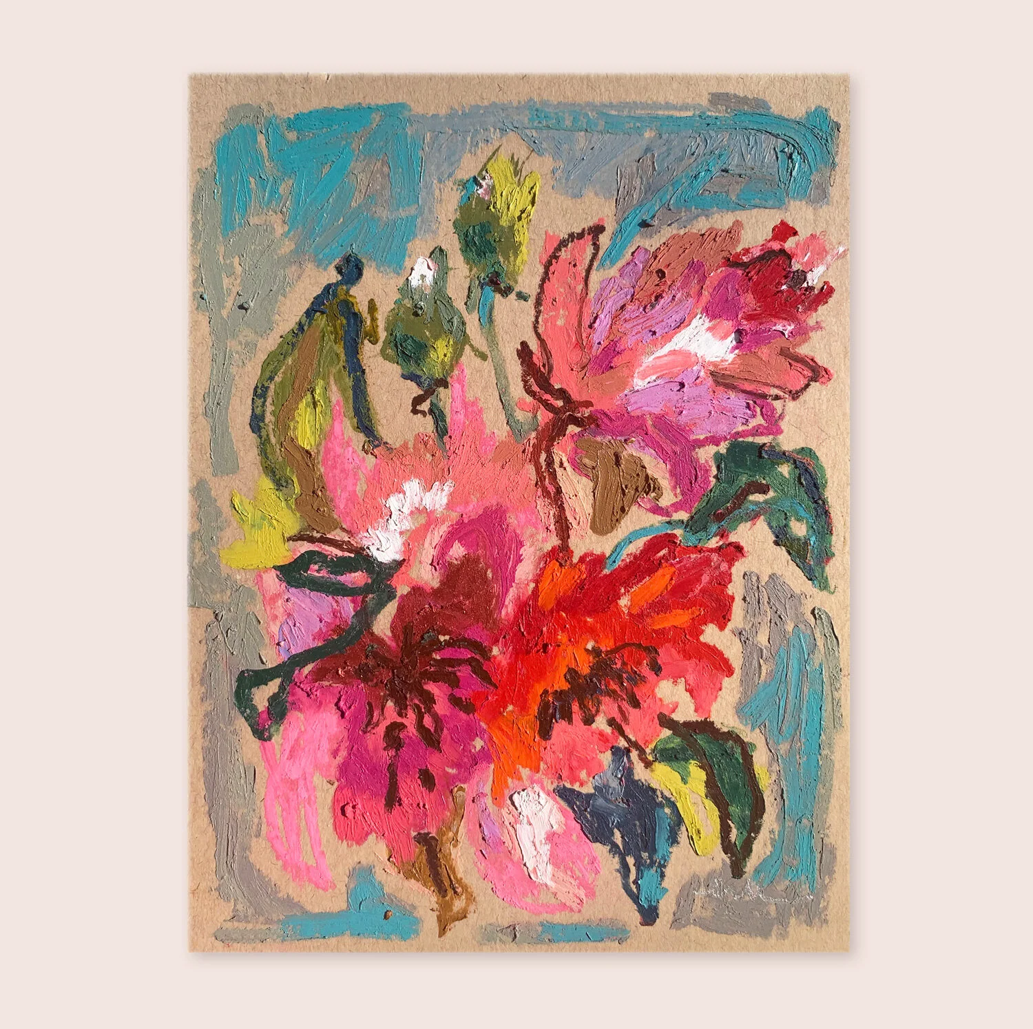 Rosebud-Studios - Share The Beauty Collection No. 2 - Oil Pastel and Mixed Media on recycled paper - floral and abstract.