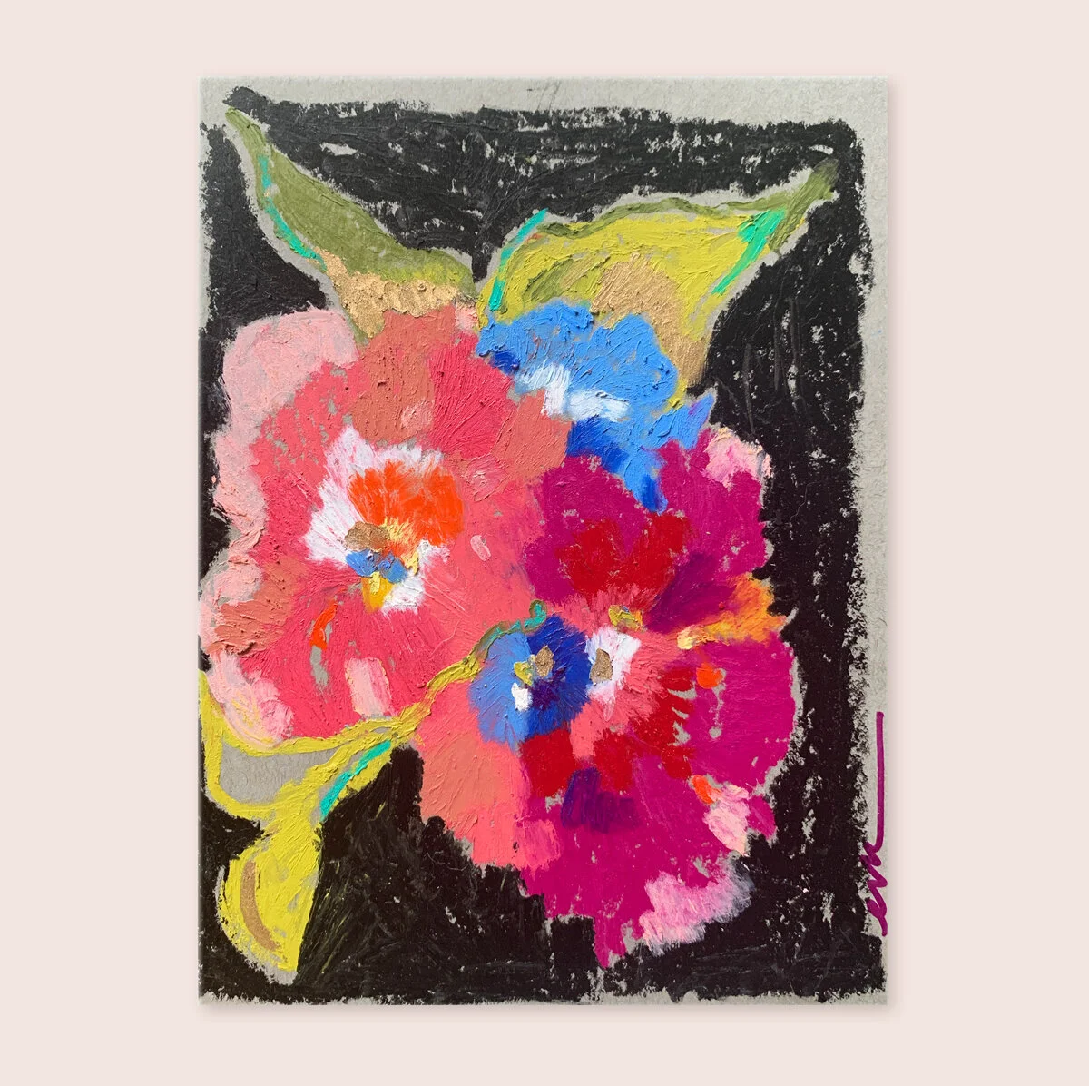 Rosebud-Studios - Share The Beauty Collection No. 2 - Oil Pastel and Mixed Media on recycled paper - floral and abstract.