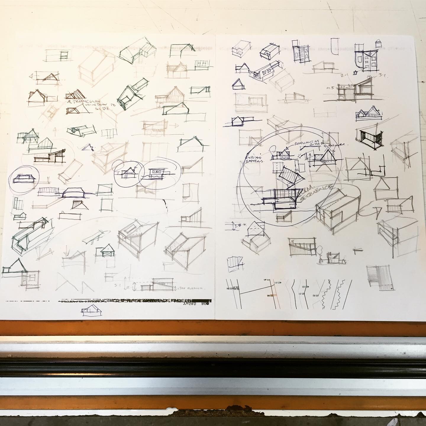 Thumbnail brainstorming, a quick burst of ideas, mainly ones that don't work, all part of the design process....

#don'tthinkdraw #thumbnails #brainstorming #designstorming #westwales #westwalesarchitect 
#cardigan #cardiganarchitect #pembrokeshire #