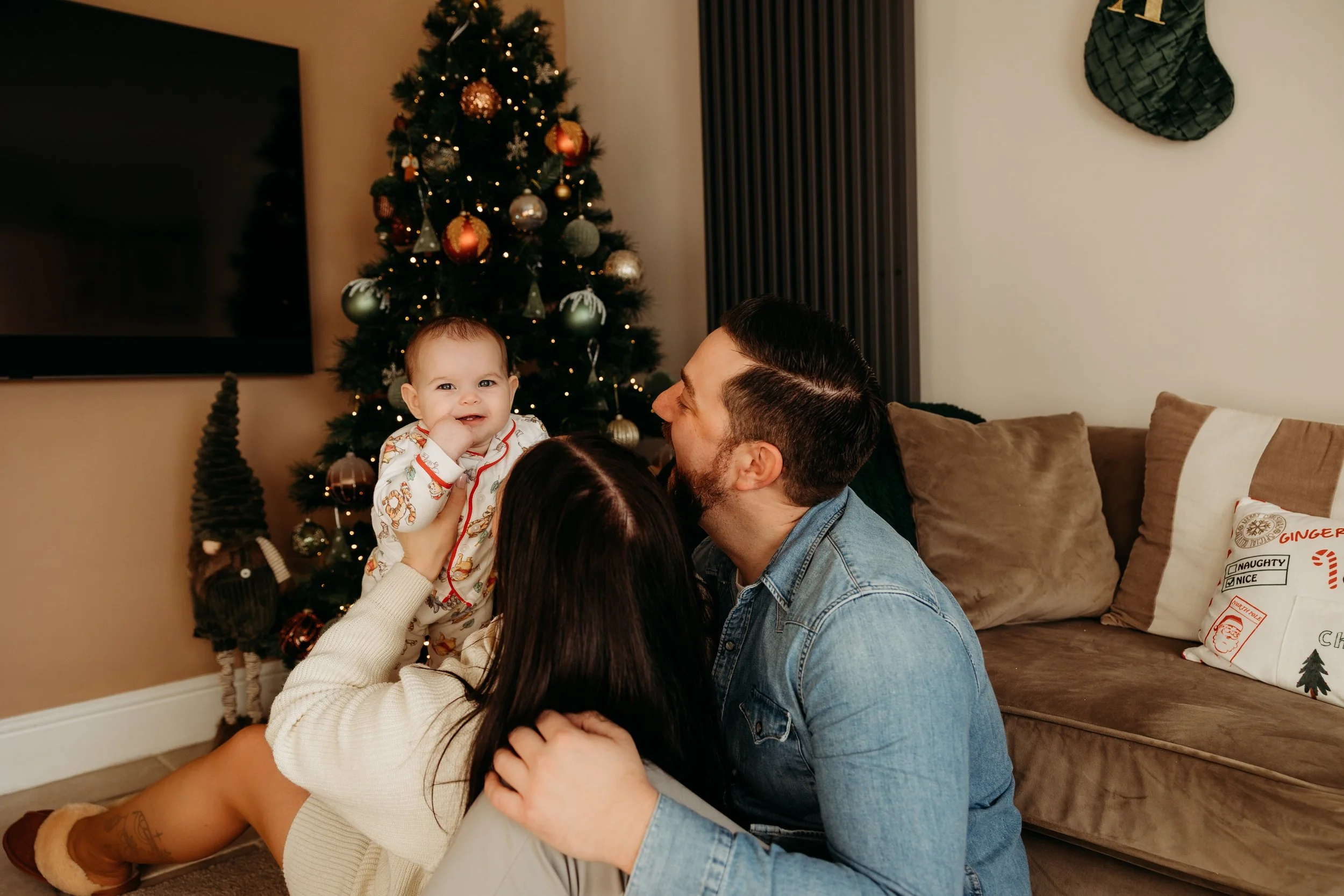 Family Christmas photoshoot at home, Pembrokeshire