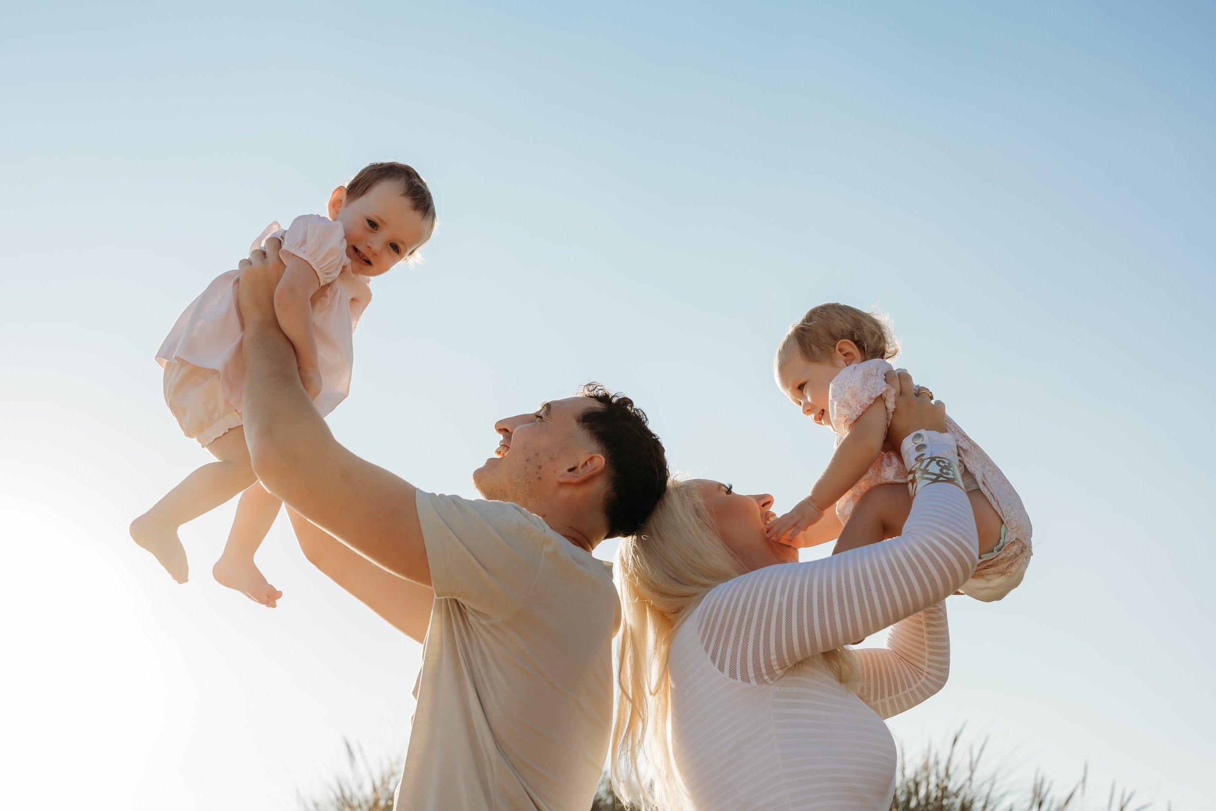 Family photoshoot with Twin toddlers in Pembrokeshire