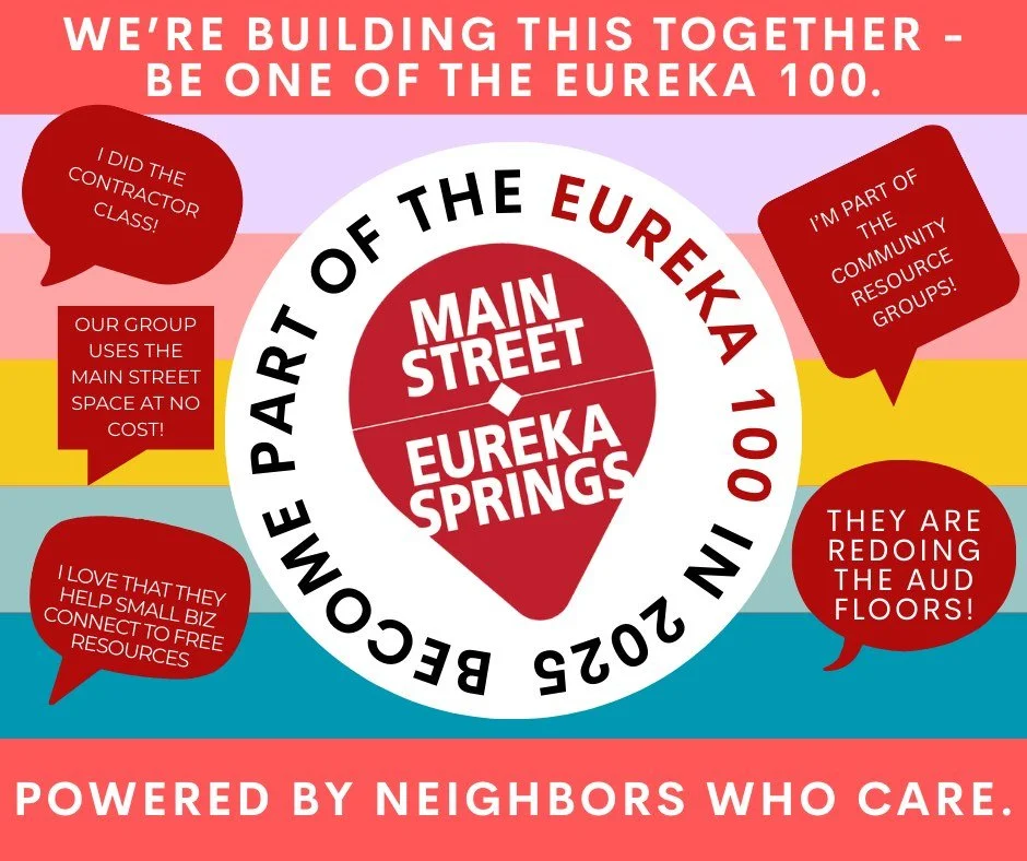 Introducing the EUREKA 100!
This Giving Tuesday, we&rsquo;re launching a circle of 100 neighbors who keep Main Street alive and glowing all year long.

💡 $5/month = lights stay on
🏠 $10/month = doors stay open for everyone
🌈 $20/month = new progra