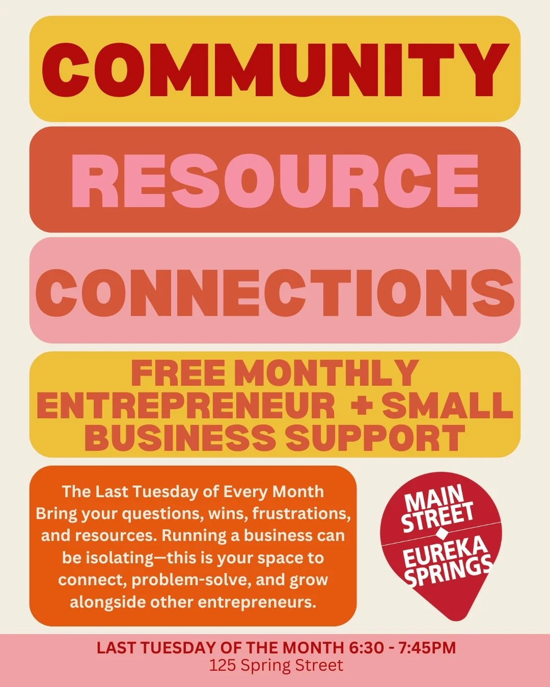 Running a business can be isolating.
Community Resource Connections is where you don&rsquo;t have to do it alone.
Bring your:
✨ questions
✨ wins
✨ frustrations
✨ resources
And sit at the table with other entrepreneurs who get it.
🗓 Last Tuesday of e