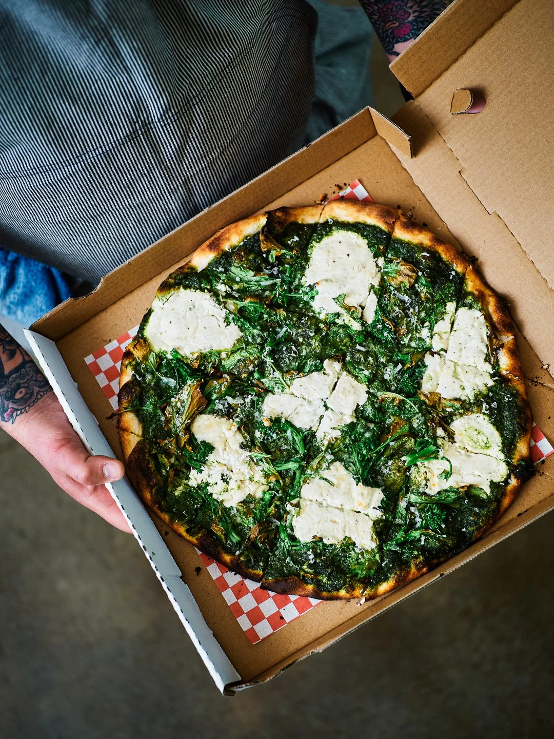 Green Garlic Pesto Pizza