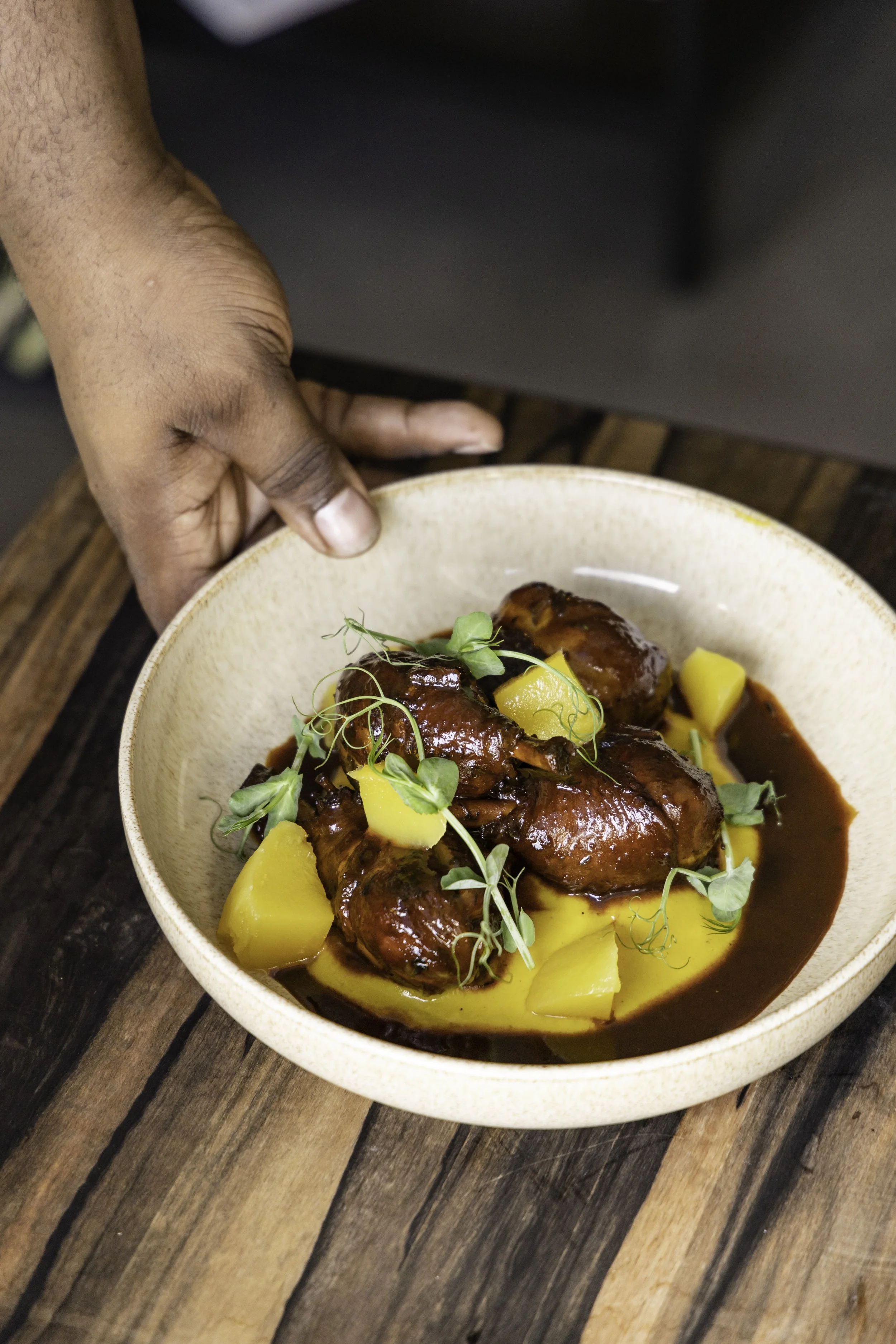 Trini-Braised Chicken Thighs