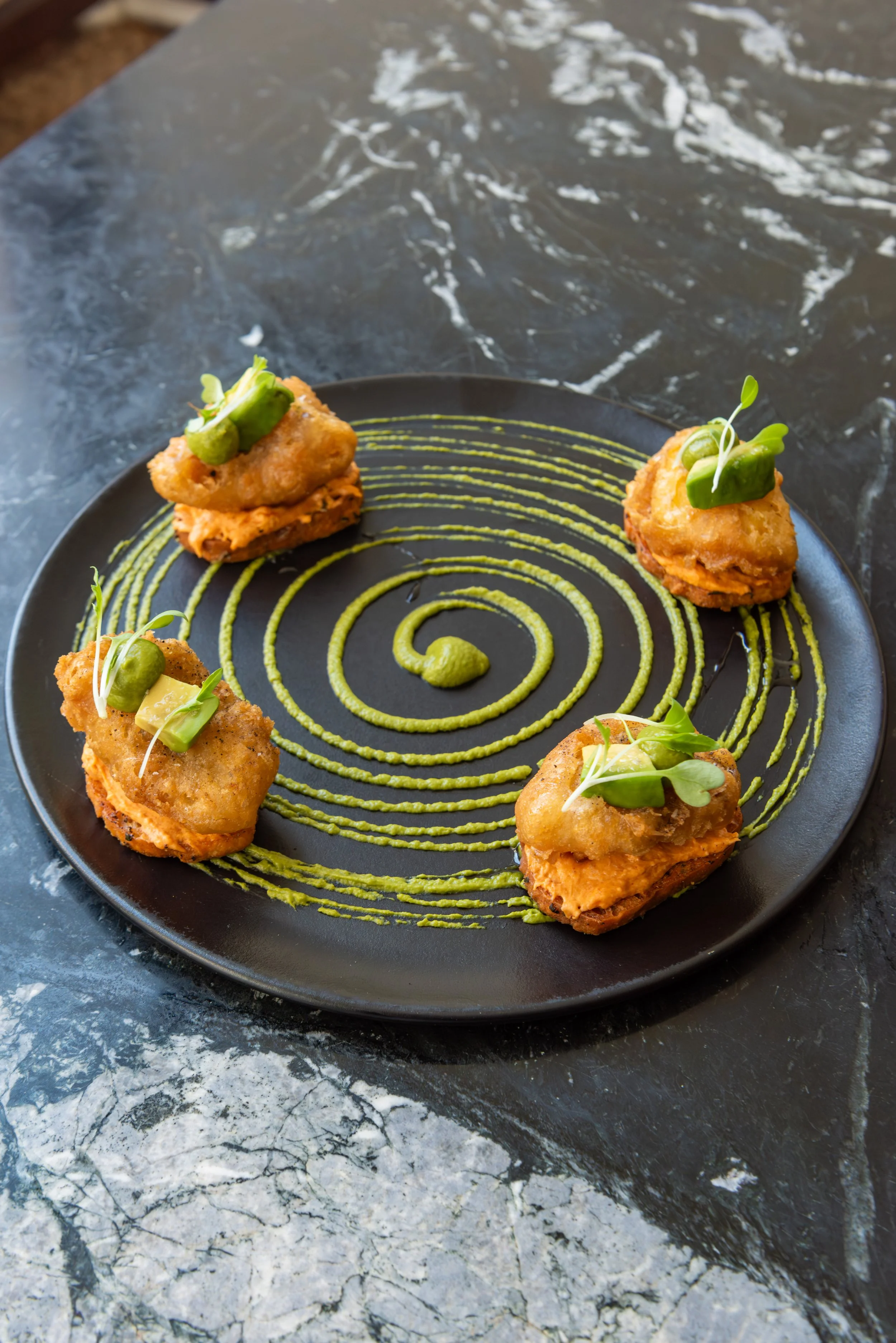 Tempura-Fried Acorn Squash Crostini