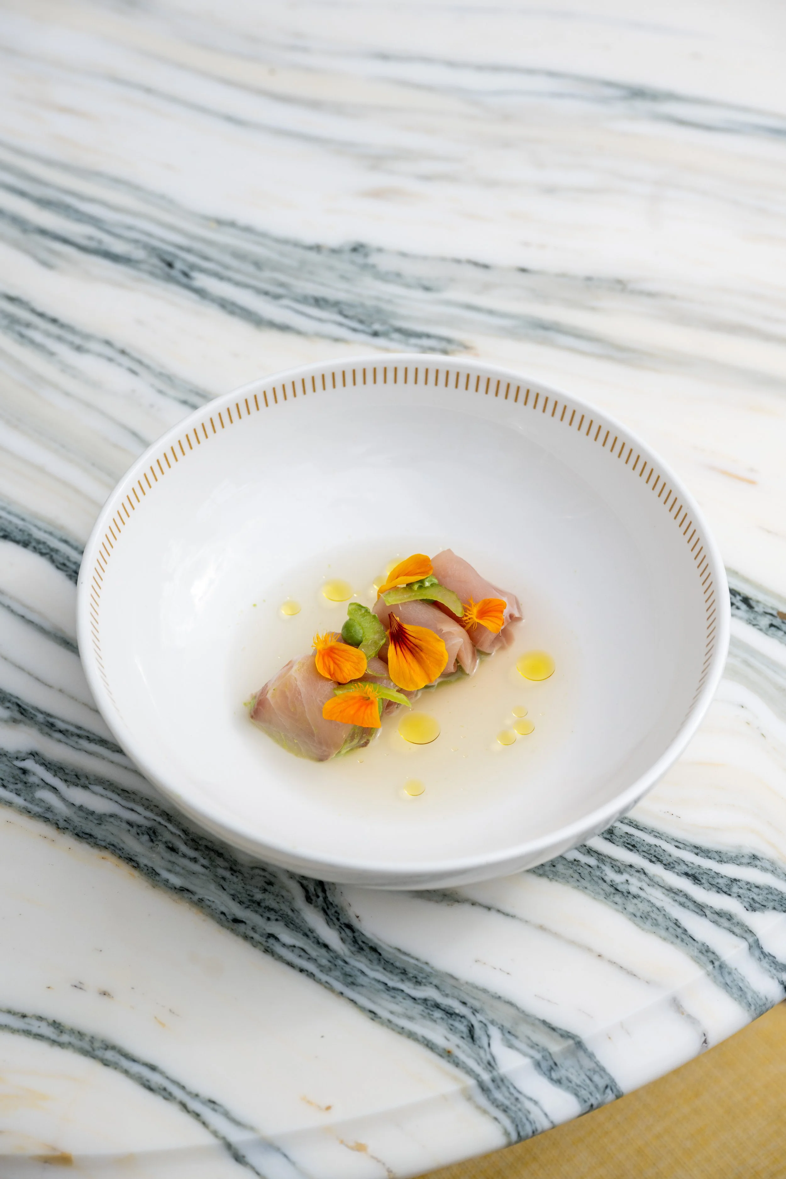 White Tea-Cured Hamachi