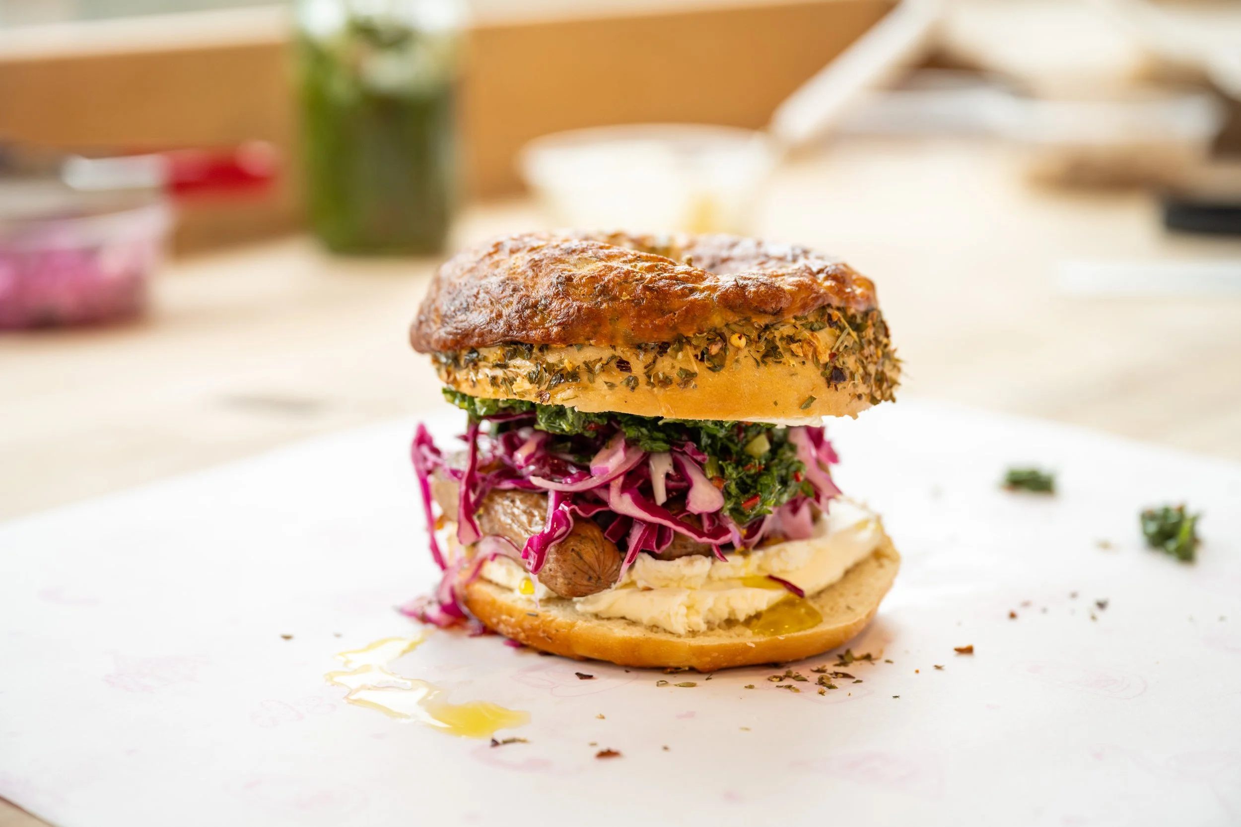 StarChefs Chicken Choripan Bagel Baker Daniela Moreira of Call Your