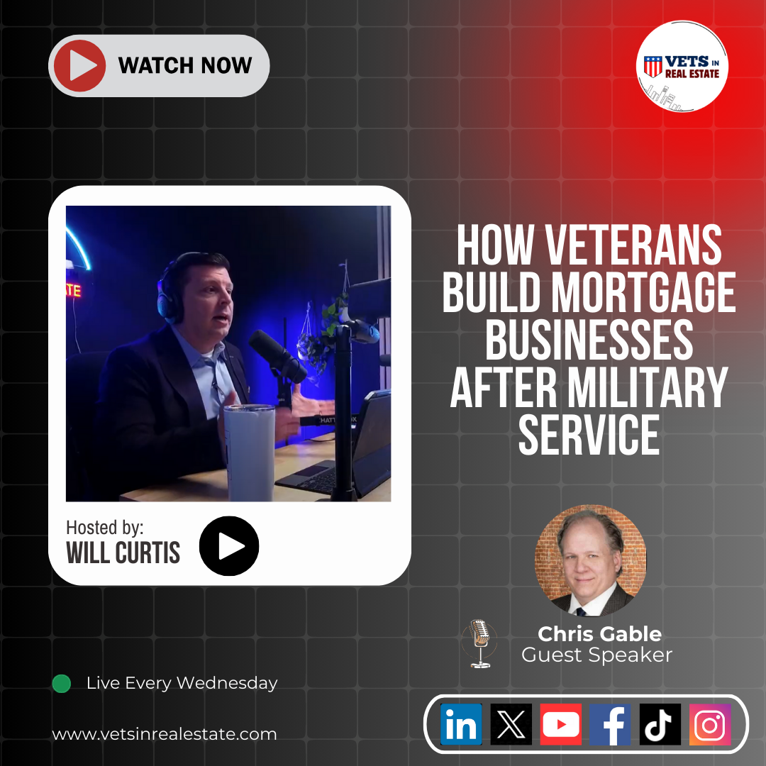 Join Will Curtis on this episode of Vets in Real Estate as he sits down with Navy veteran and mortgage professional, Chris Gable. Chris shares his journey from cryptology in the Navy to building a successful mortgage business, including the challenge