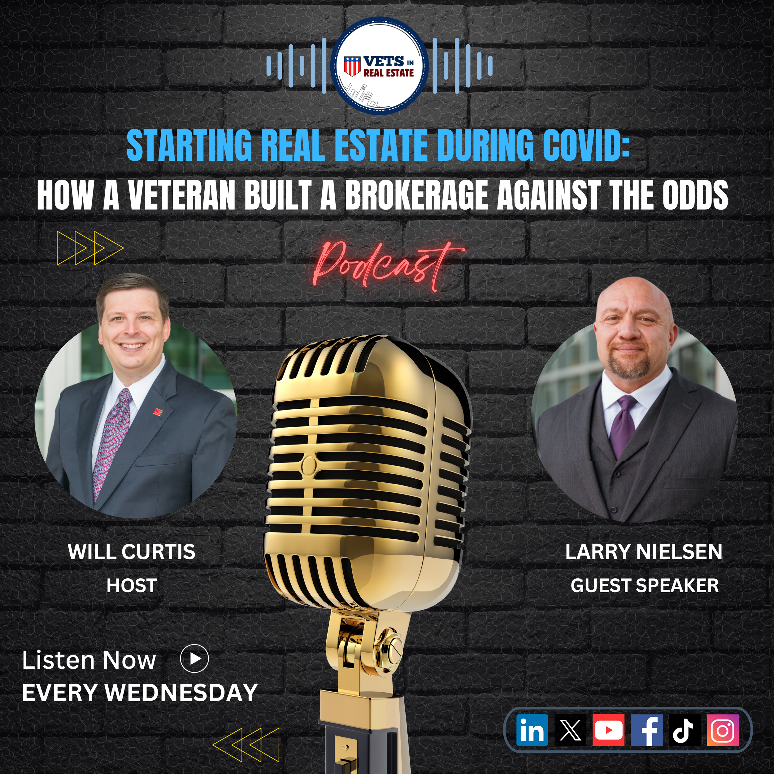 In this episode of the Vets in Real Estate, host Will Curtis sits down with Larry Nielsen, a veteran whose career path spans the military, oil & gas, and ultimately commercial real estate.

Larry shares how he went from IT in the Navy to the Army Nat