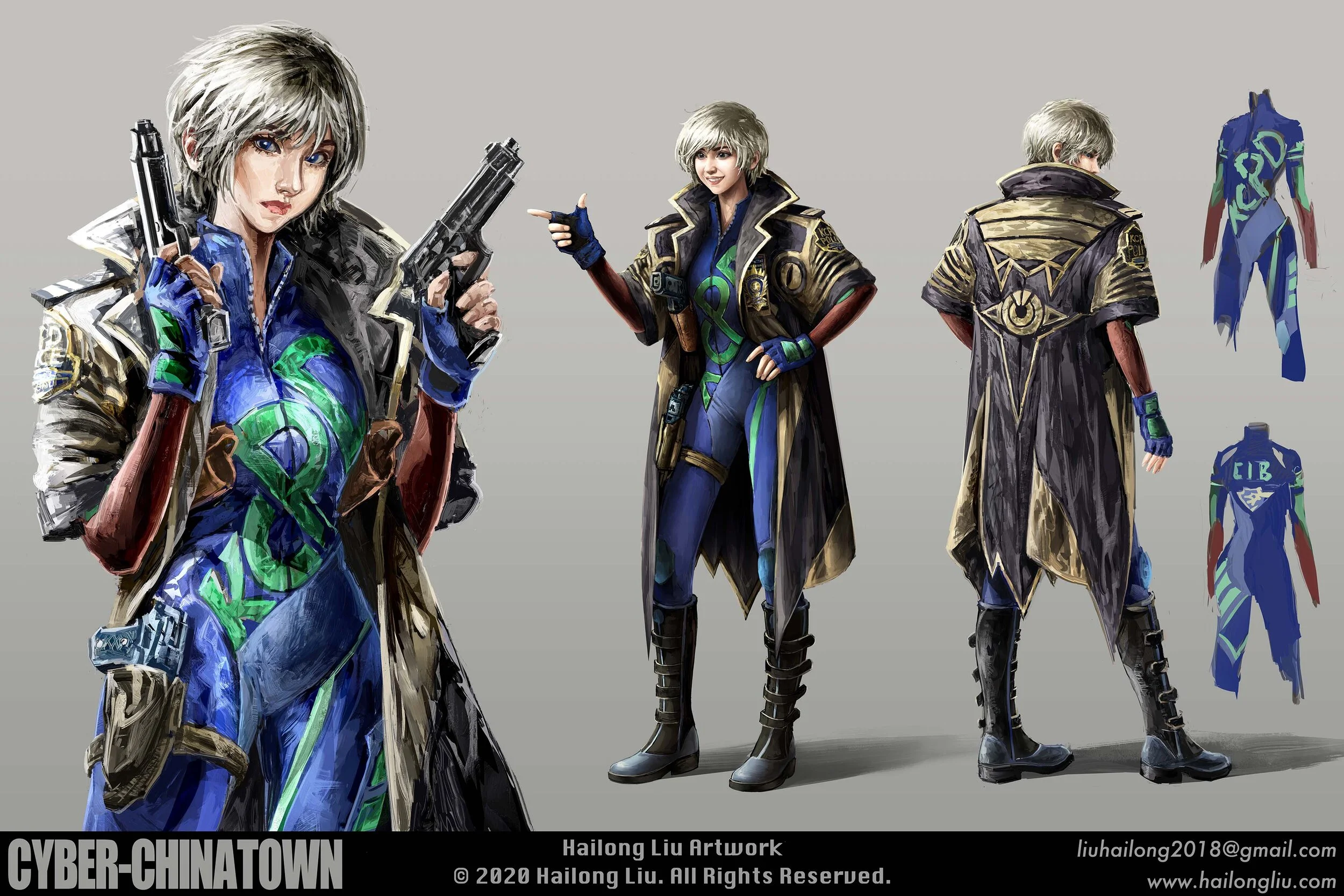 Concept Art Thesis Project - "Cyber-Chinatown" - Character Design - Hailong Liu Artwork (2020)