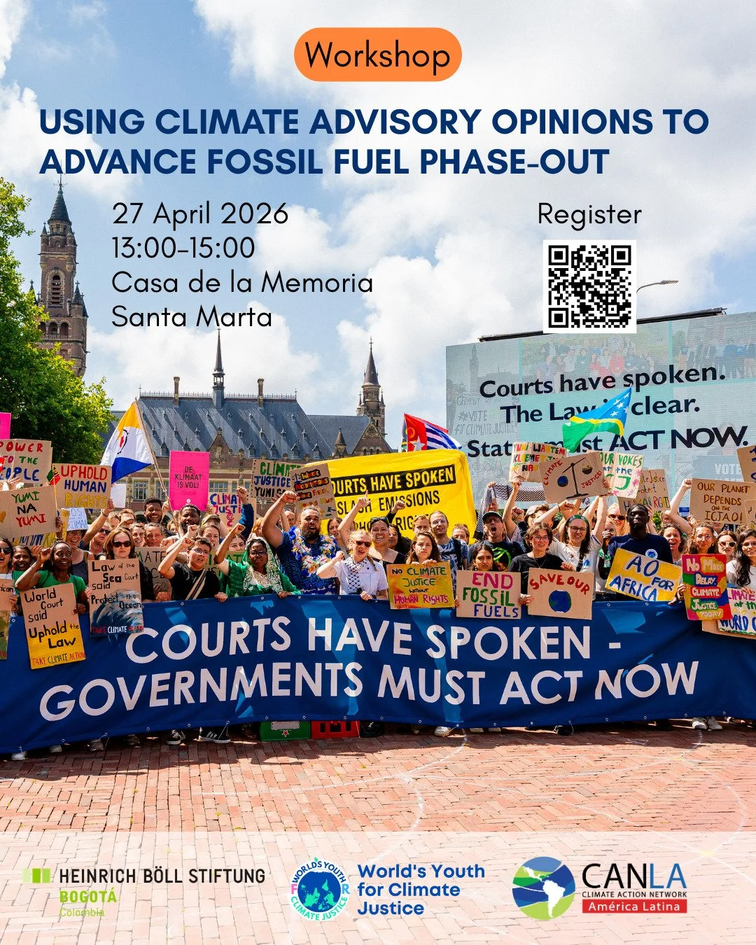 📣 SANTA MARTA WORKSHOP: USING CLIMATE ADVISORY OPINIONS TO ADVANCE FOSSIL FUEL PHASE-OUT

📅 27 April, 2026
🕐 13:00&ndash;15:00
📍 Casa de la Memoria, Santa Marta
🔗 Register: https://forms.gle/q1Co63KijnCyb8Vx6 (link in bio)

Recent advisory opini