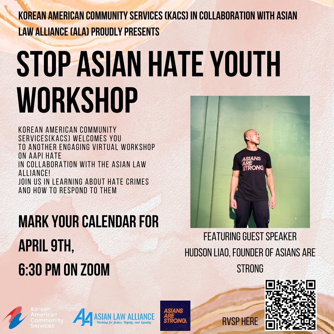 @kacs_siliconvalley in collaboration with the Asian Law Alliance is hosting a virtual workshop to illuminate some of the societal issues affecting the AAPI community: hate crimes.

We are thrilled to announce Hudson Liao as our esteemed speaker. Huds