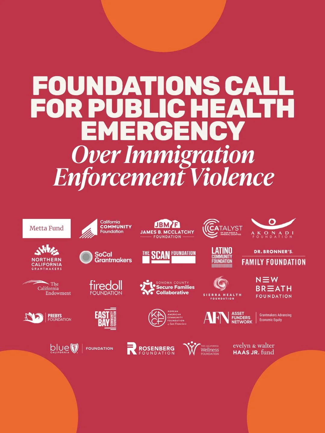 We join 23 California foundations in calling on officials to declare public health emergencies in response to violent immigration enforcement.

When immigration enforcement creates fear that keeps people from seeking medical care, going to work, or s