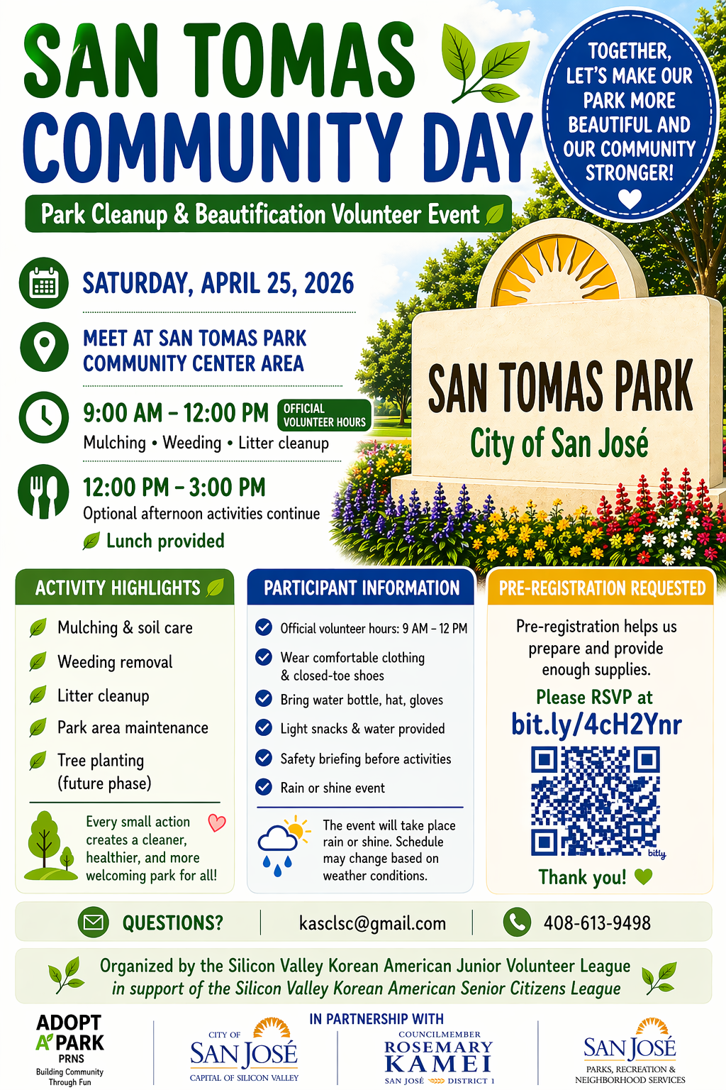 San Tomas Community Day: Park Cleanup & Beautification Volunteer Event