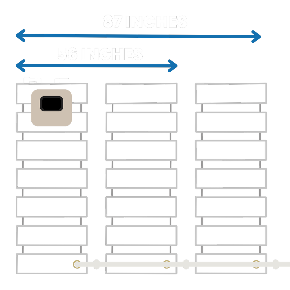 Epp tank expansion layout diagram showing 56 inches for one added tank and 87 inches for two added tanks
