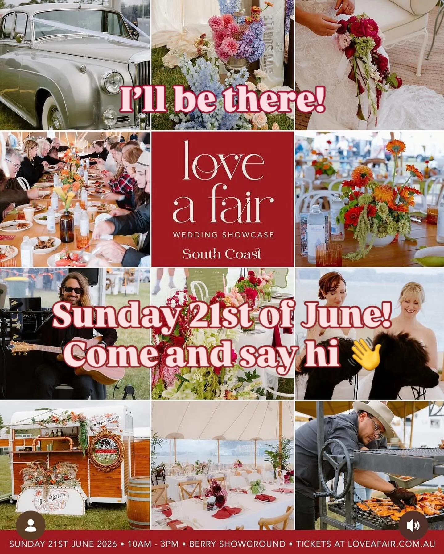 Love A Fair Wedding Showcase! ❤️ 👰&zwj;♀️ 
📍Berry Showground 
⏰ 10-3pm
🎟️ Tickets at loveafair.com.au

#loveafair #weddingshowcase #weddingexpo #berry #southcoastweddings 

Hope to see you there!