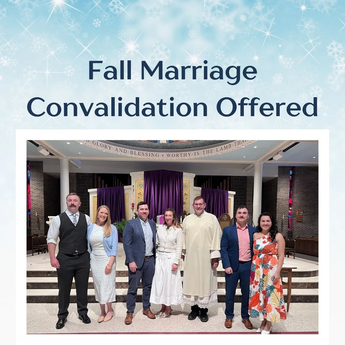 Fall Marriage Convalidation Offered 