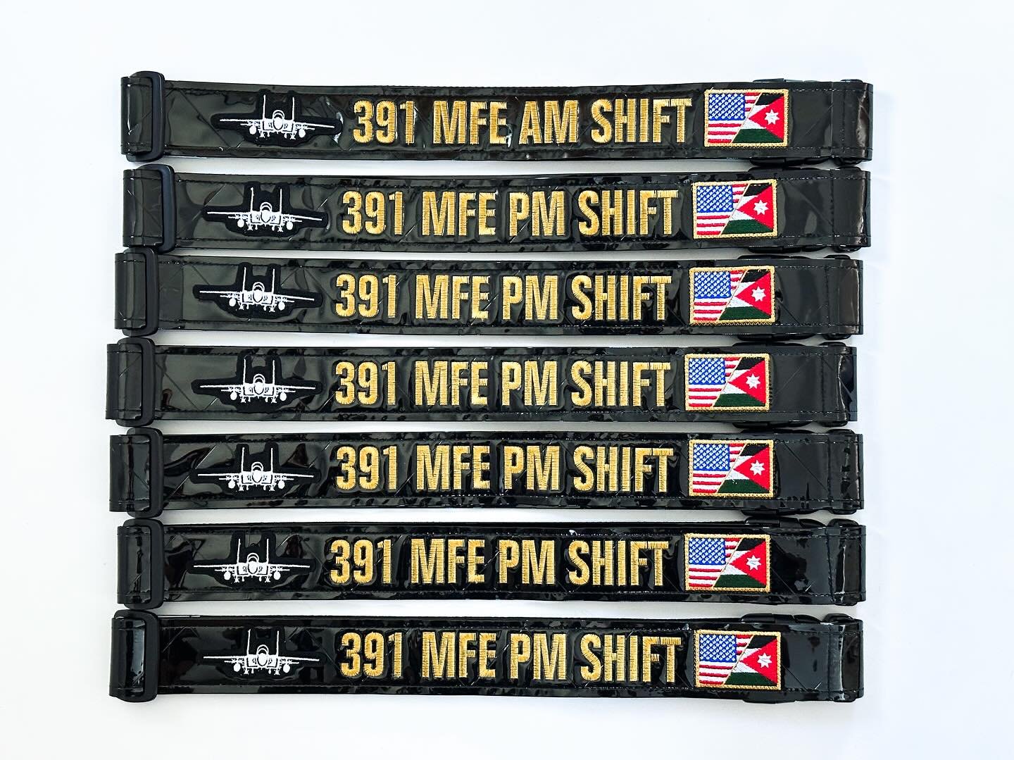 Custom reflective belts ready to go out. This one features an F-15E and US/Jordan flag. Thank you for the continue business. 🙏🏼
_
www.wpnsexclusive.com 💀❌🇺🇸