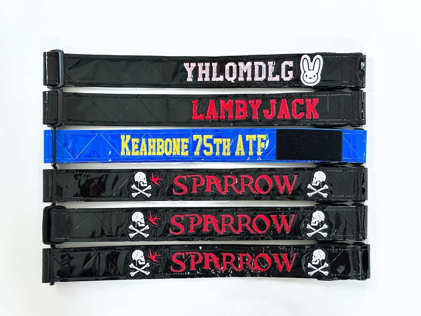 Some custom belts ready to go out. A crew integrity Pirates of the Caribbean theme, Bad Bunny patch add on and another with the Velcro add on. Thank you for the opportunity.
_
www.wpnsexclusive.com 💀❌🇺🇸