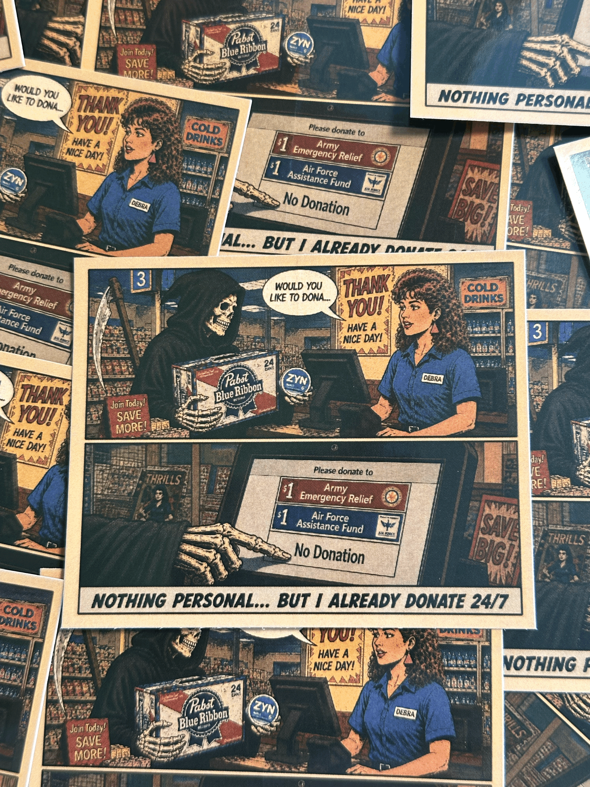 Retro Comic No Donation Sticker