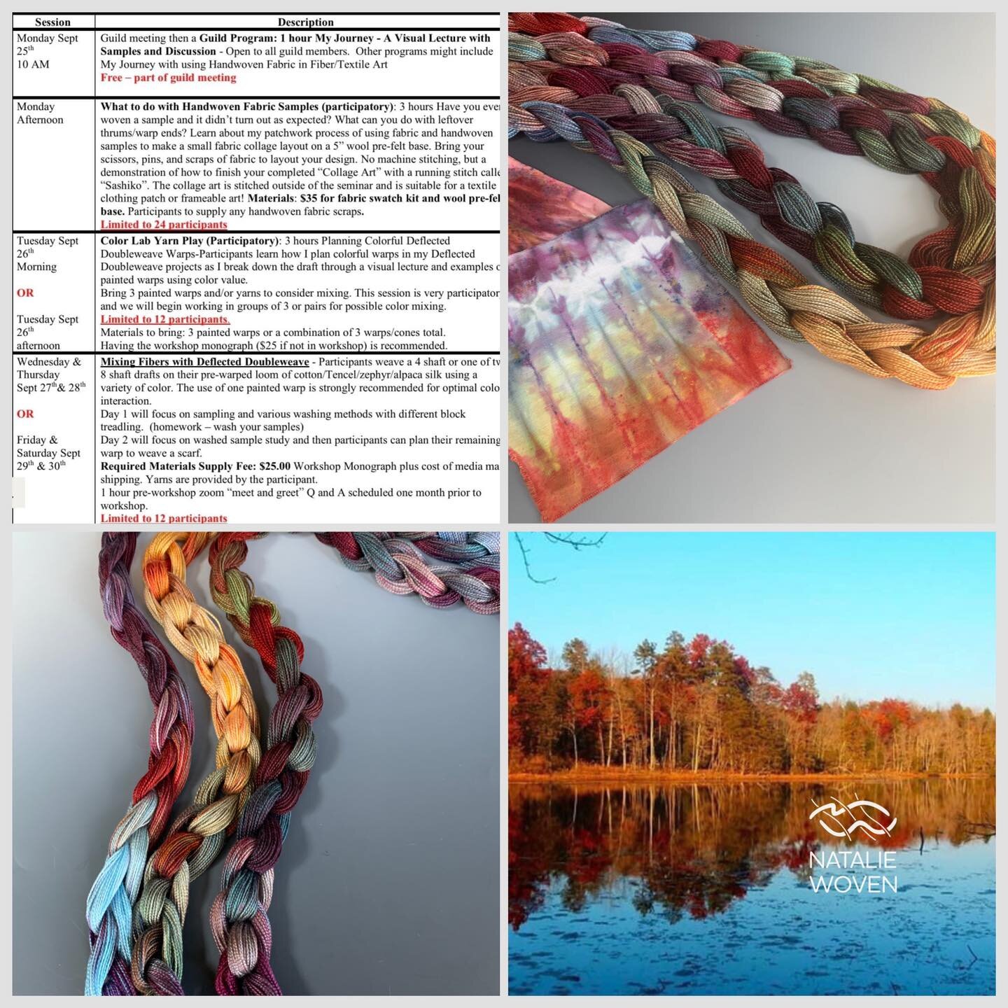 Color Lab, Deflected Doubleweave and Textile Workshop with Overmountain Weavers in Kingsport, Tennessee September 25-September 30, 2023.  Take part in all three workshop offerings or one!  Workshop Chair is pegbates5@gmail.com #weaving #weavingworksh
