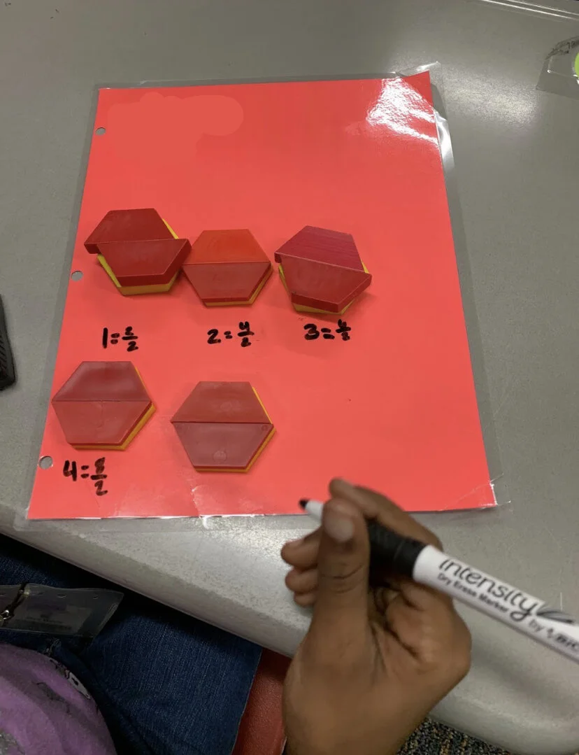 Using Pattern Blocks to Write Whole Numbers as Fractions — Math and