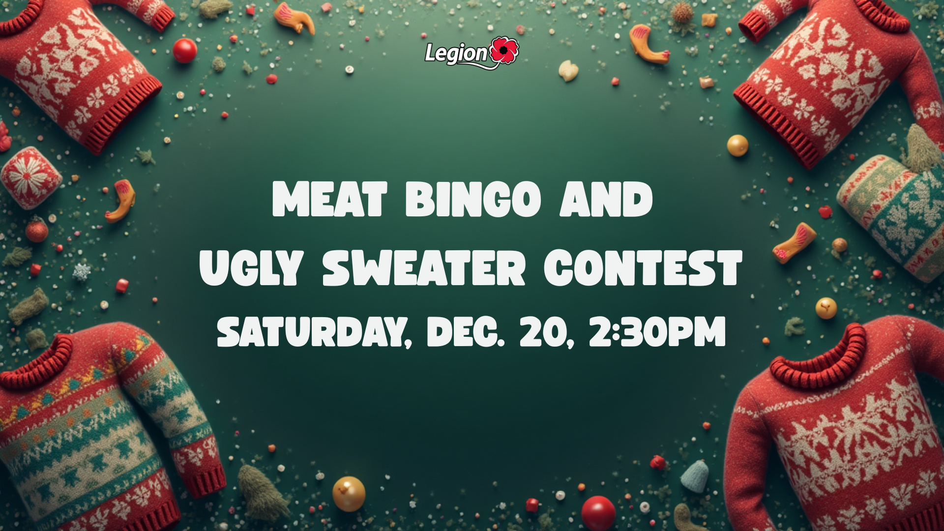 Meat Bingo and Ugly Sweater Contest