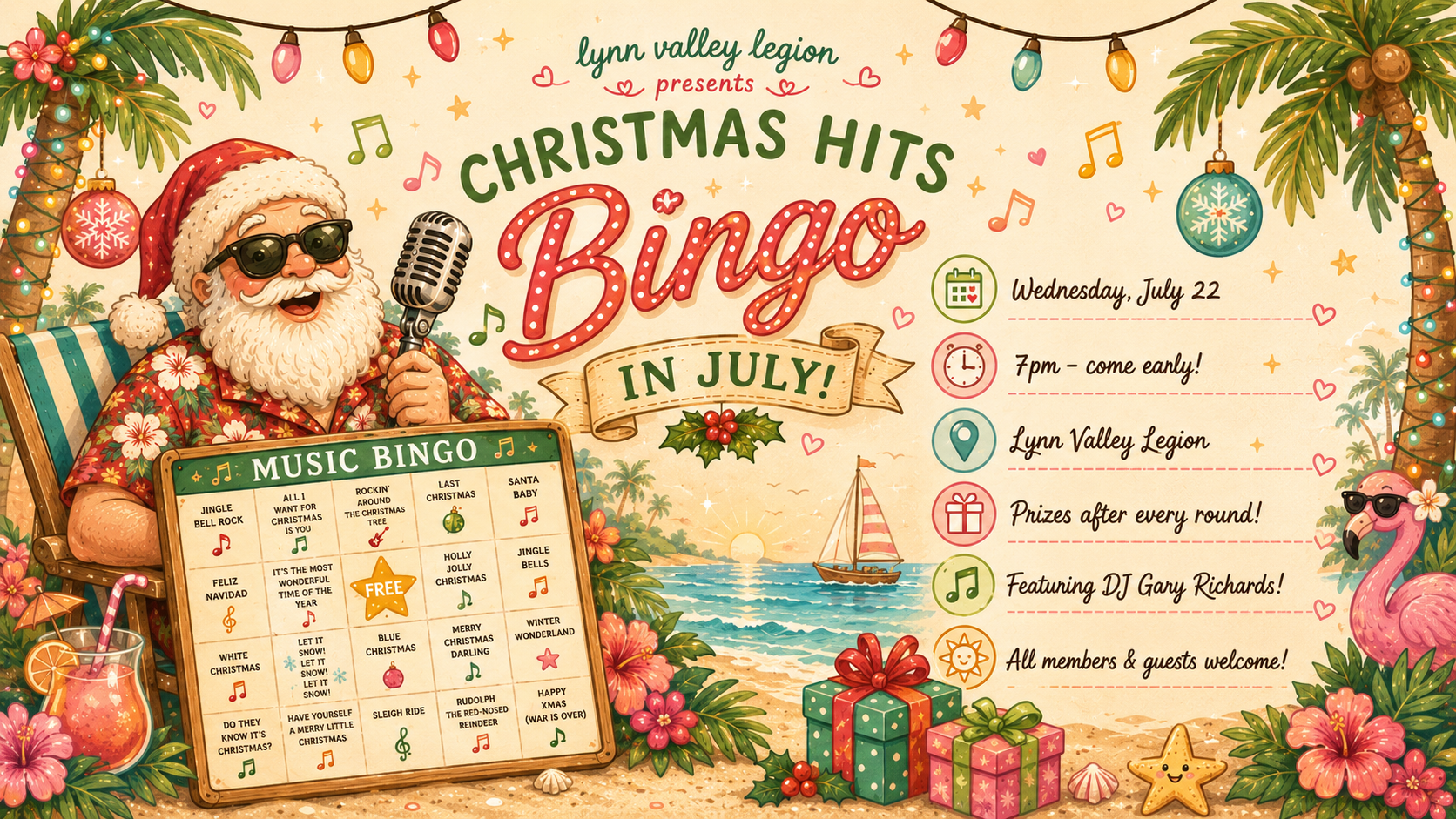 Christmas in July Hits Bingo