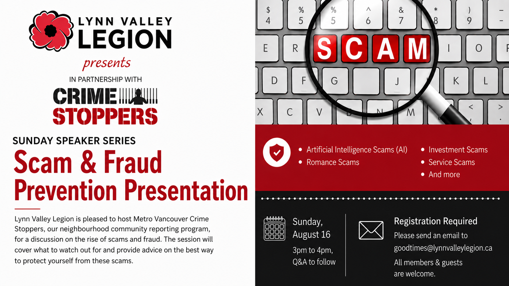 Sunday Speaker Series: Scam &amp; Fraud Prevention with Crimestoppers