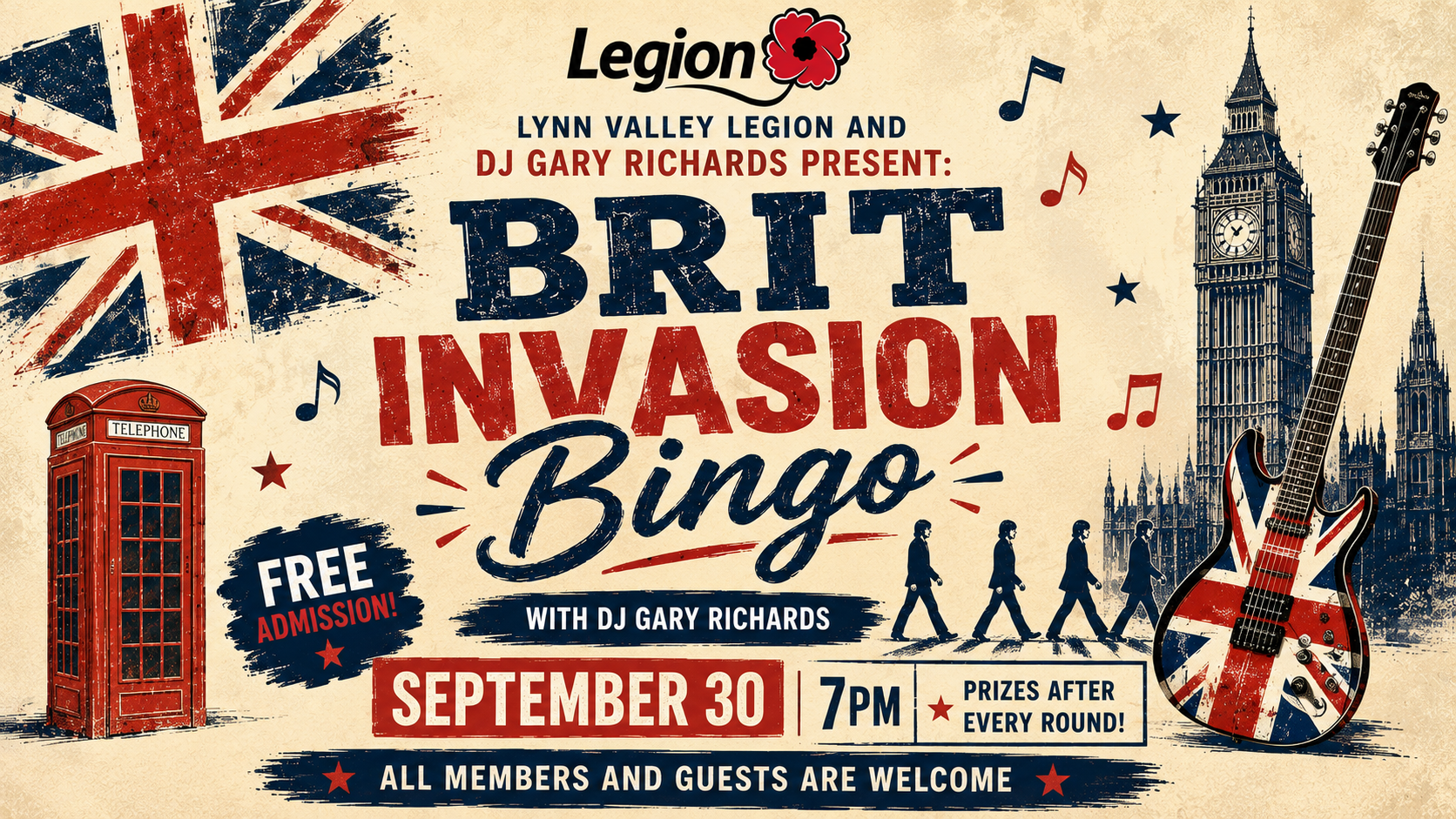 Brit Invasion Bingo