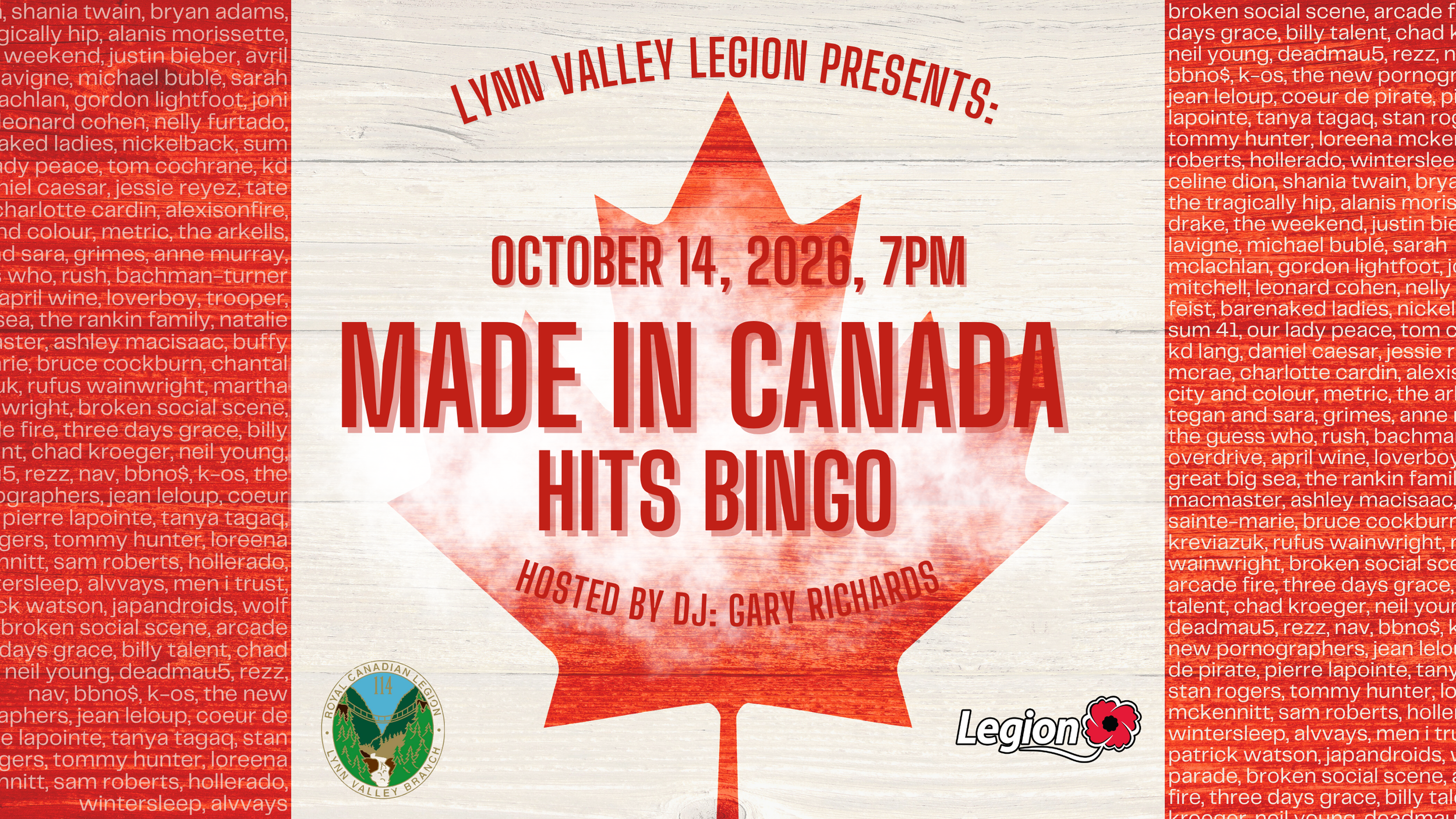 Made in Canada Hits Bingo