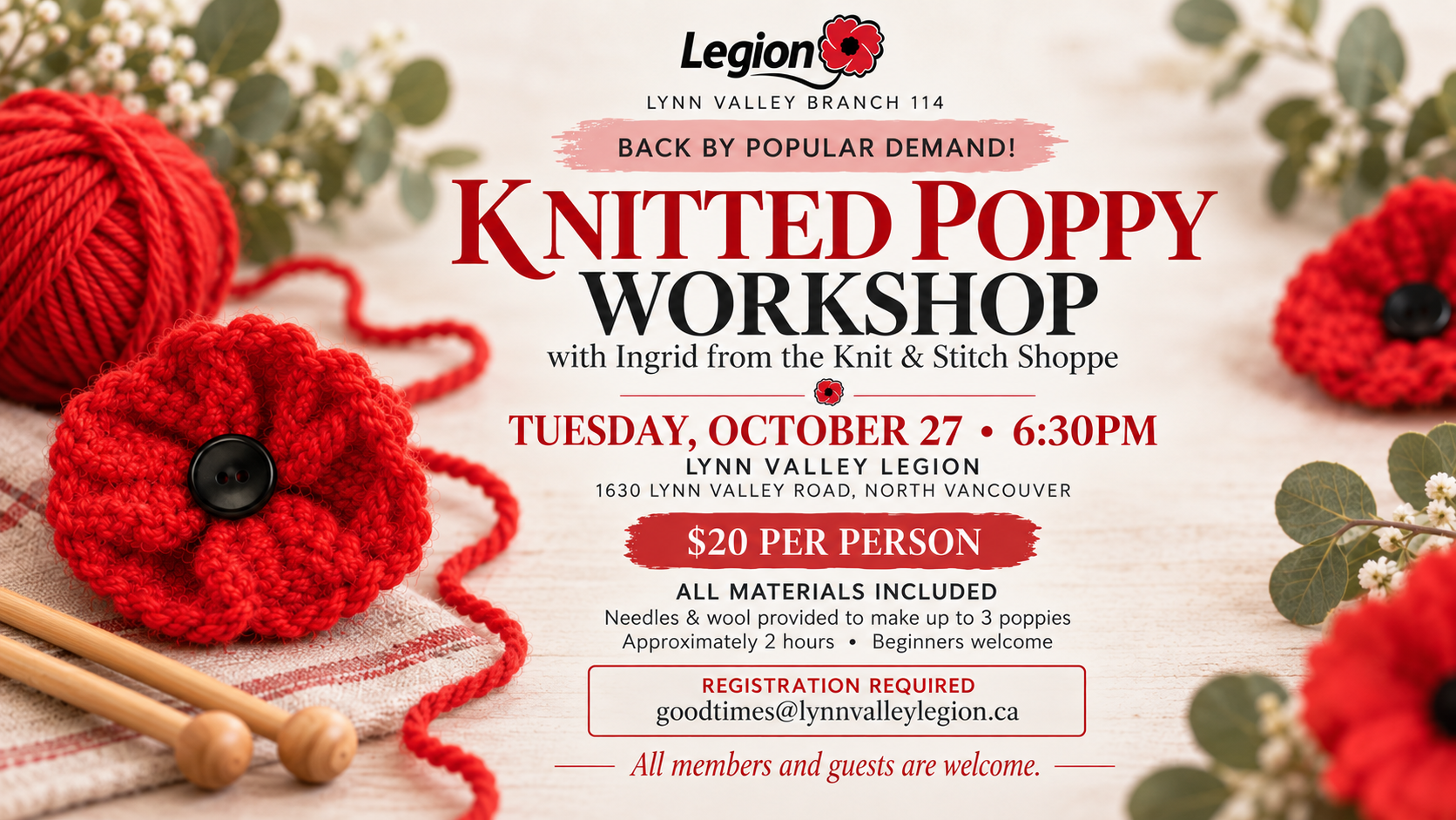 Knitted Poppy Workshop 