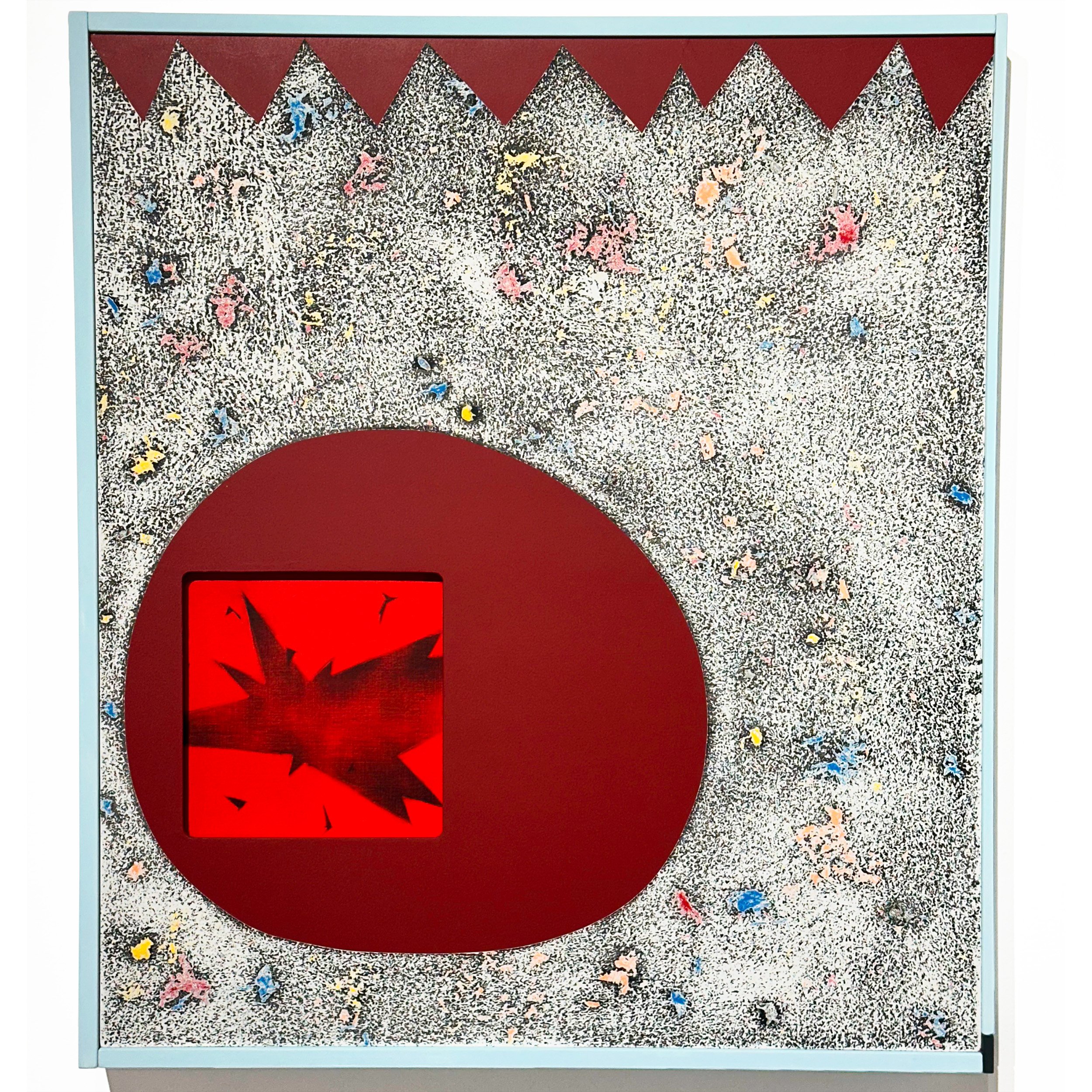 "15 minutes" 2025 Pastel and acrylic on wood panel with recessed panel
26 x 22.75 x 2”
