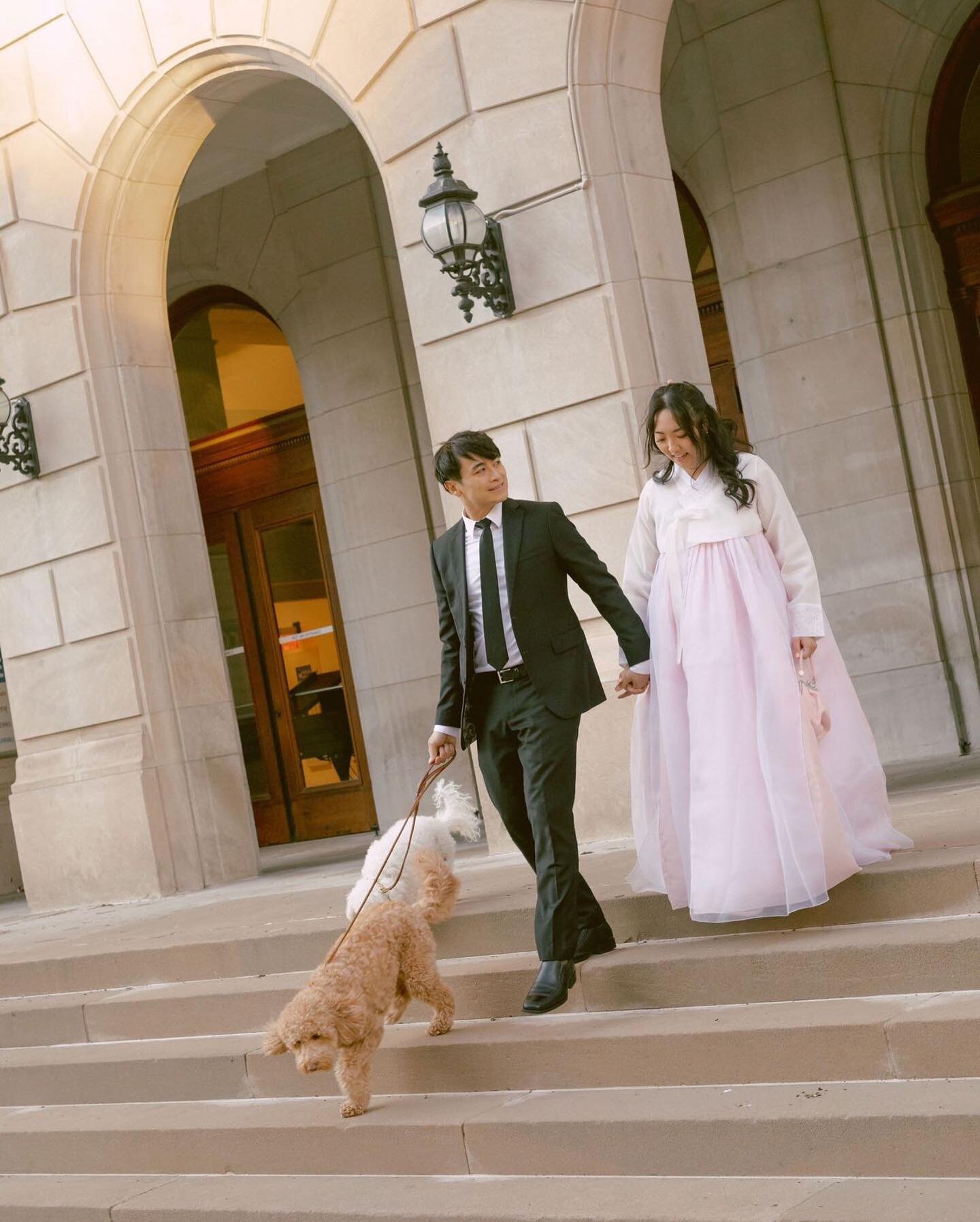 Esther &amp; Daniel giving Crazy Rich Asian vibes 💸🤍
scroll to see Miso + Teddy&rsquo;s POV

YES to more dogs during shoots and heck YES to wearing our traditional outfits!! 📢  We are on our knees begging!!