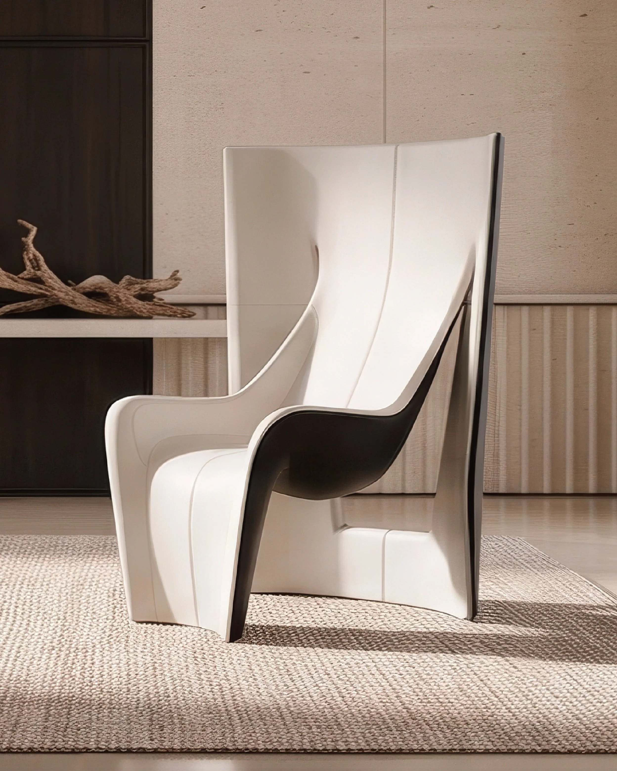 GRAVITY
Mass / Lightness

A dialogue between physical weight and perceived lightness.

Through its sculptural structure and contrasting surfaces, GRAVITY explores how the experience of weight can be transformed through design.

Within an interior, it
