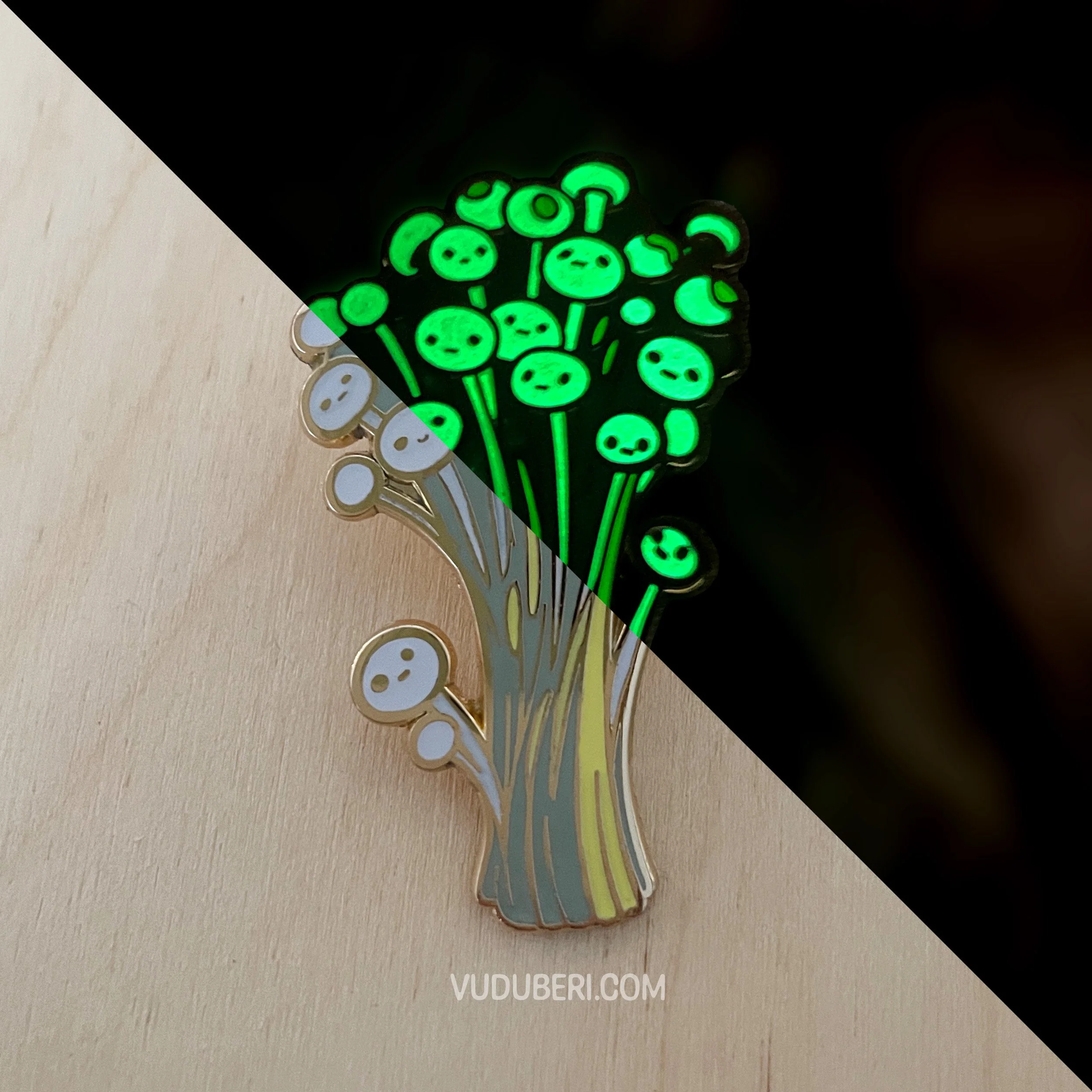 Mushroom  - ENOKI Enamel Pin (Glow)