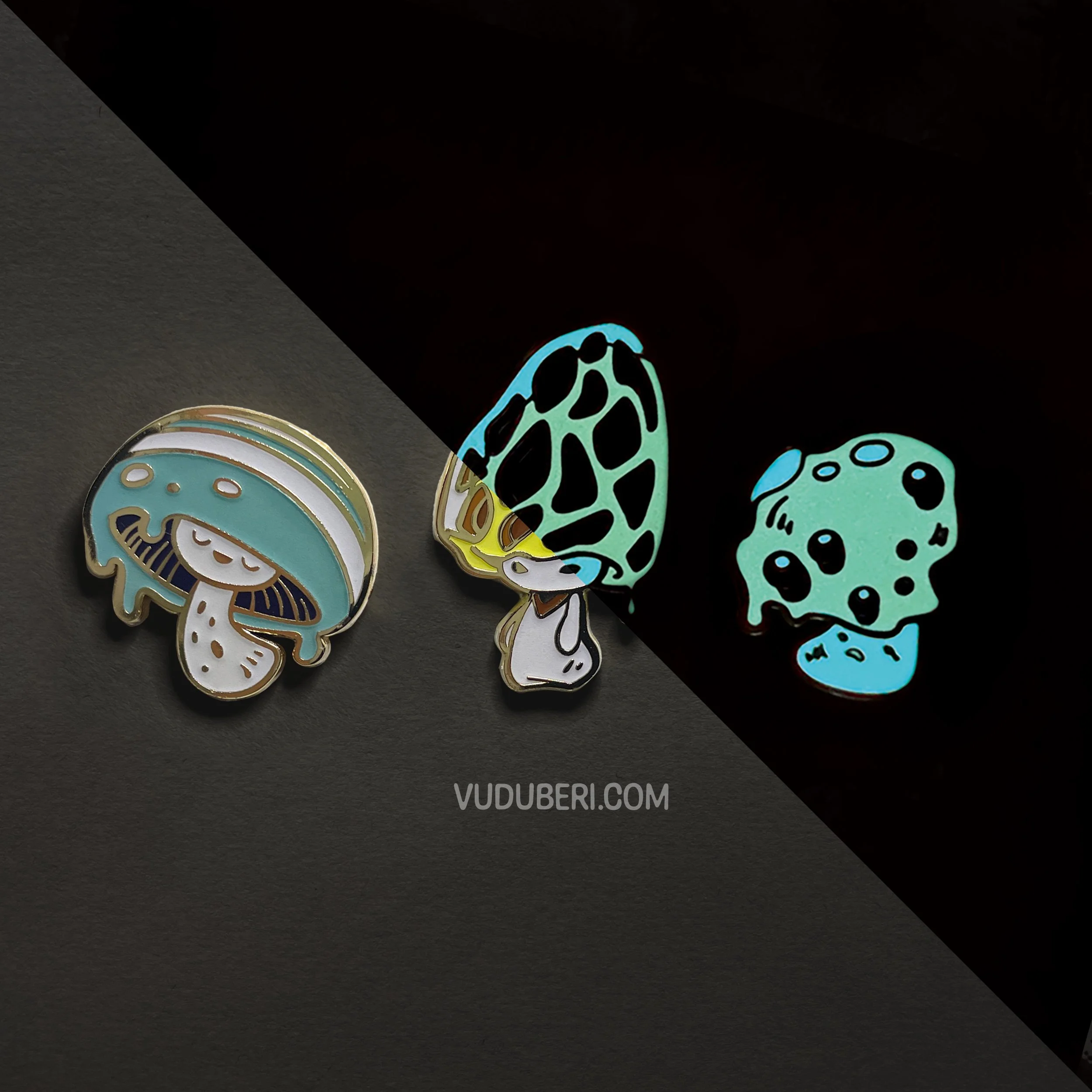 Mushroom  - MINI TRIO Enamel Pins (Glow)