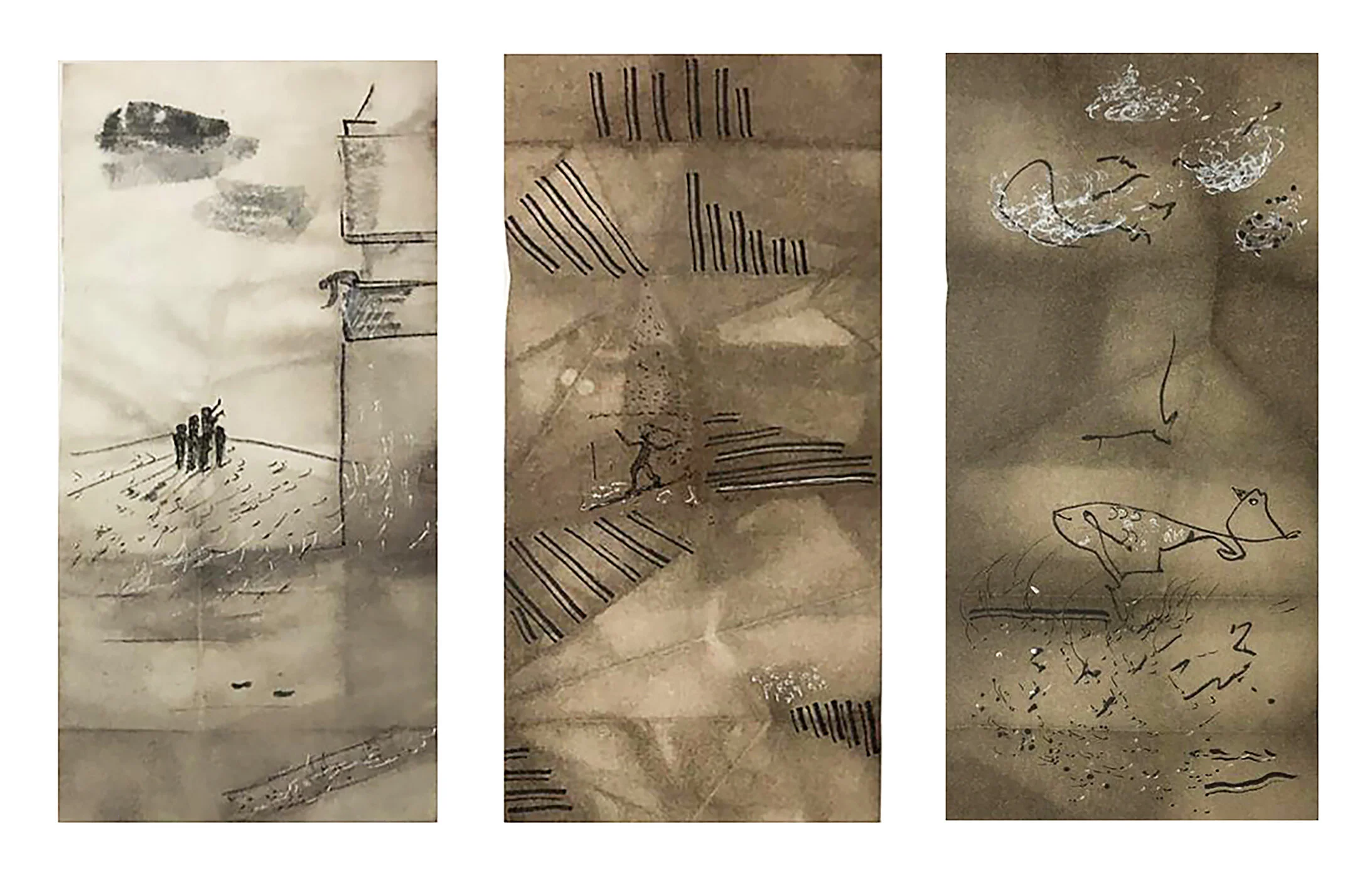 Neighbourhood I, II, III, Mixed media
on Colour Catcher
laundry sheet, Size;
12 cm x 24.5 cm