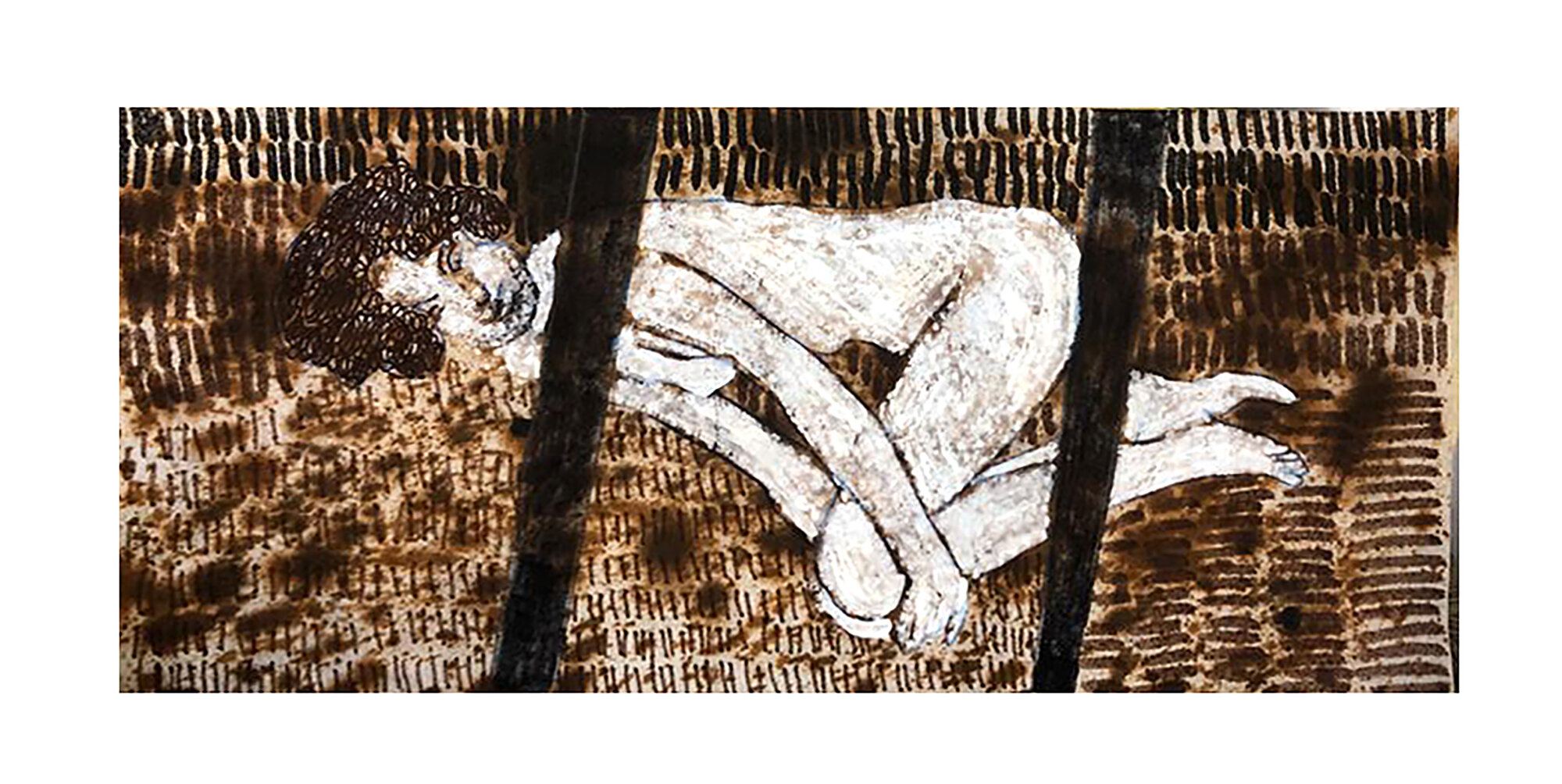 Untitled, Mixed media on Colour Catcher laundry sheet, 24.5 cm x 12 cm